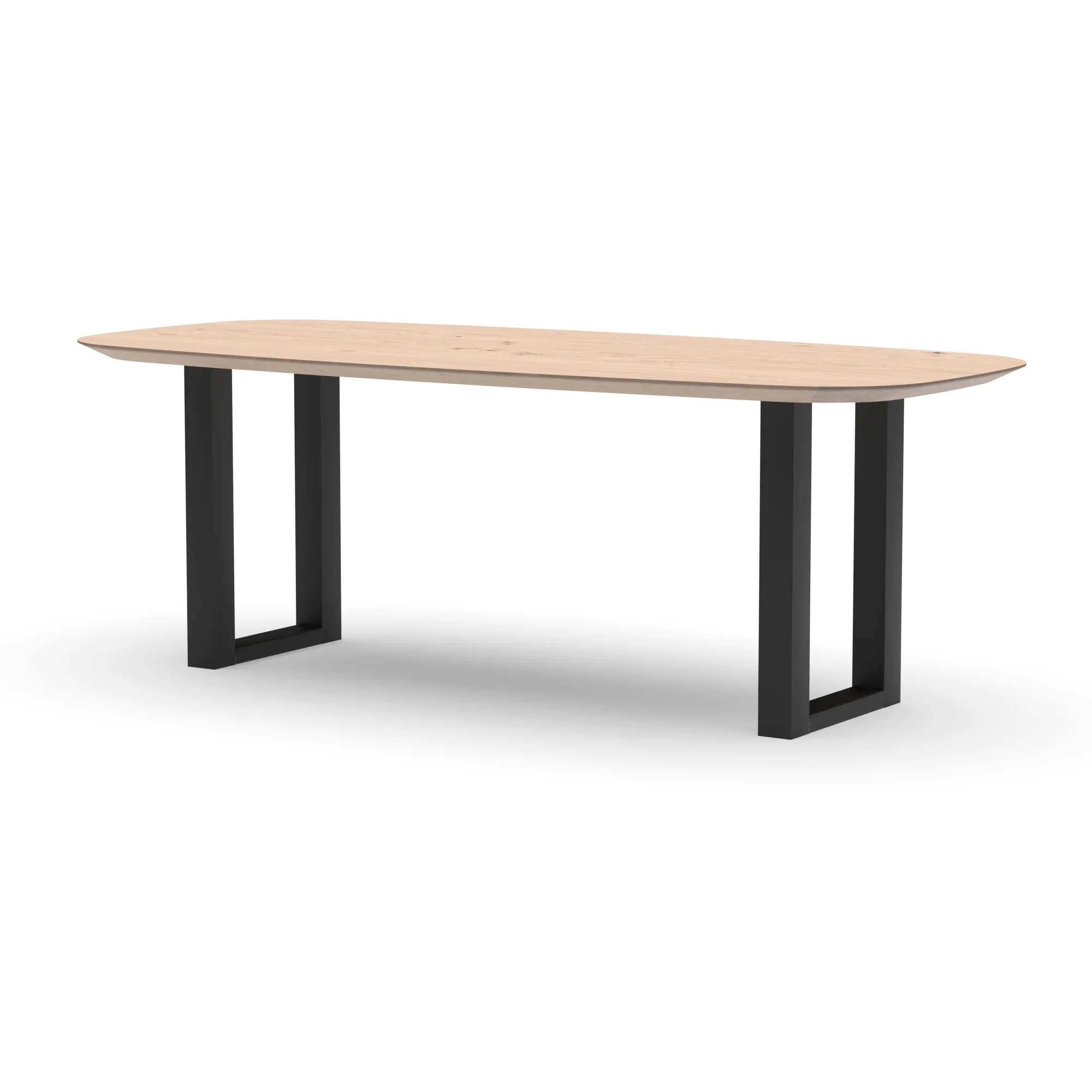 Deens ovale eikenhouten tafel Amsterdam staal — studio