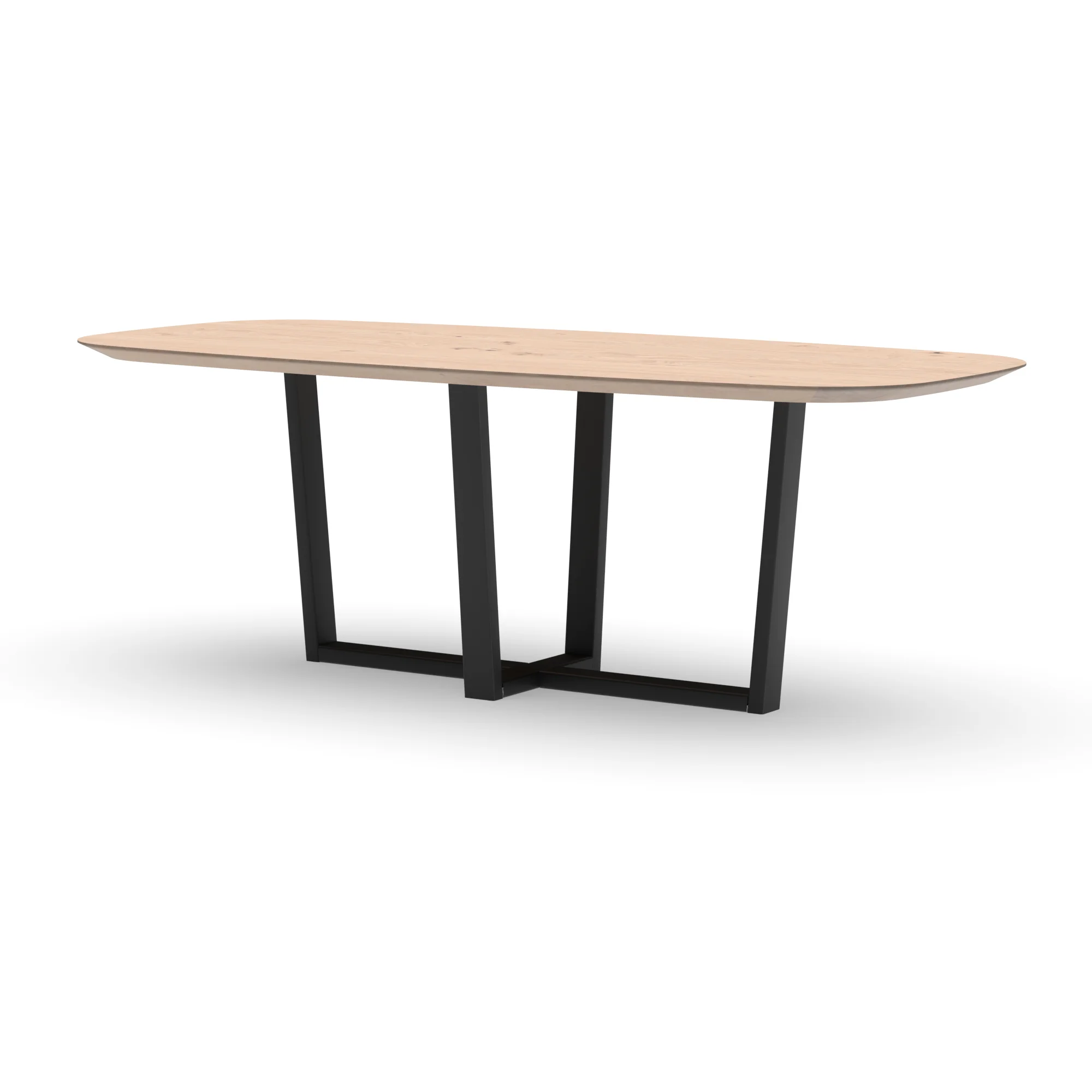 Deens ovale eikenhouten tafel Geneve staal — studio