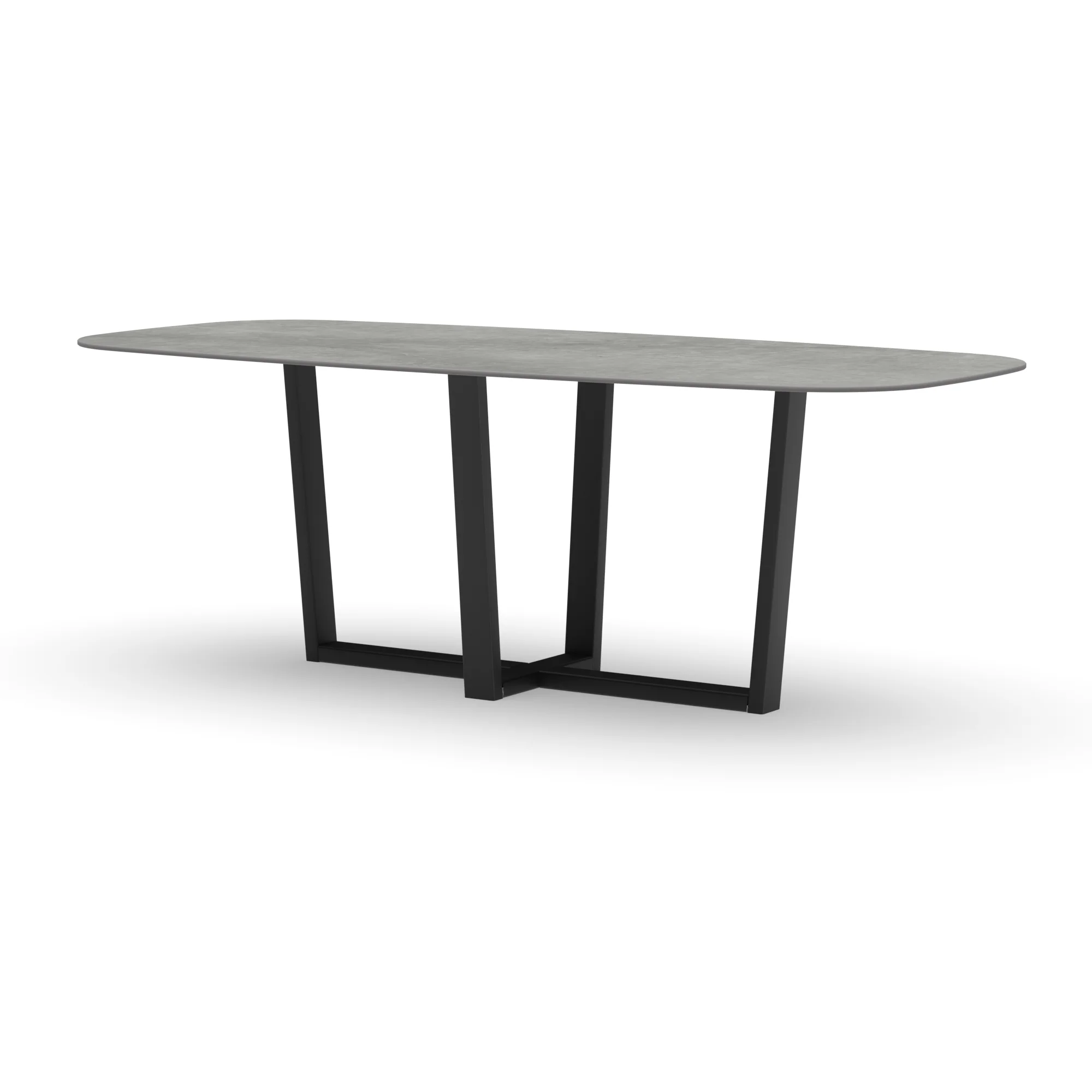 Deens ovale keramieken tafel Geneve staal — studio