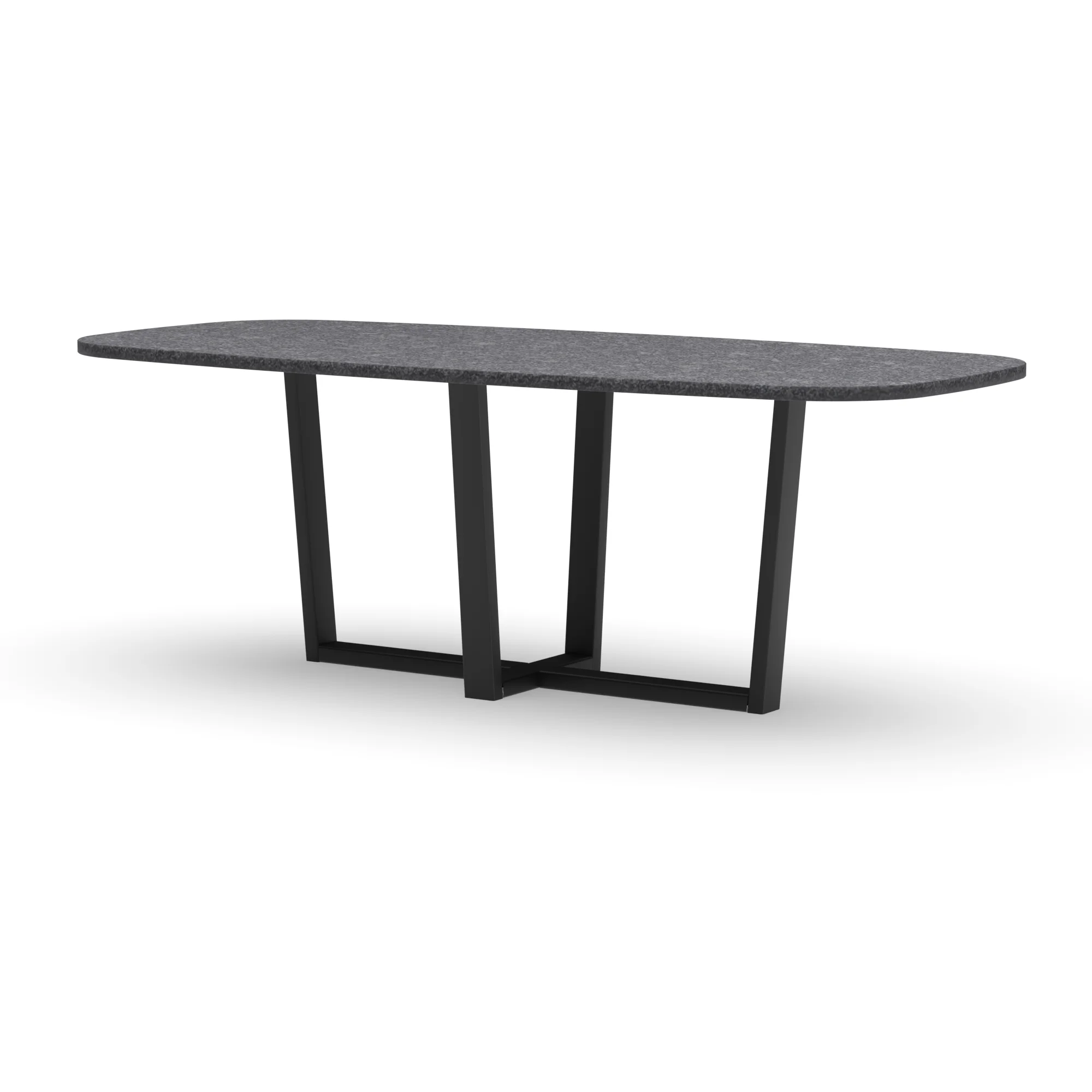 Deens ovale granieten tafel Geneve staal — studio