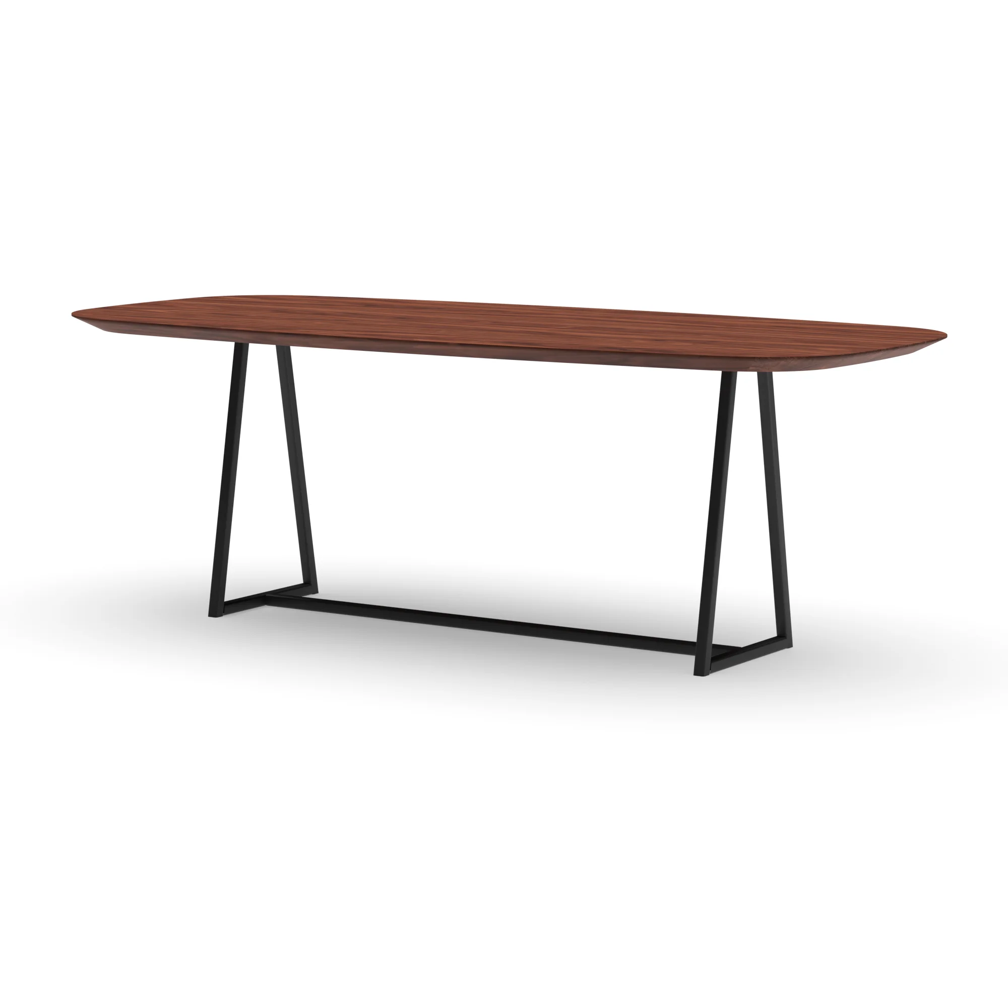 Deens ovale notenhouten tafel Monaco staal — studio