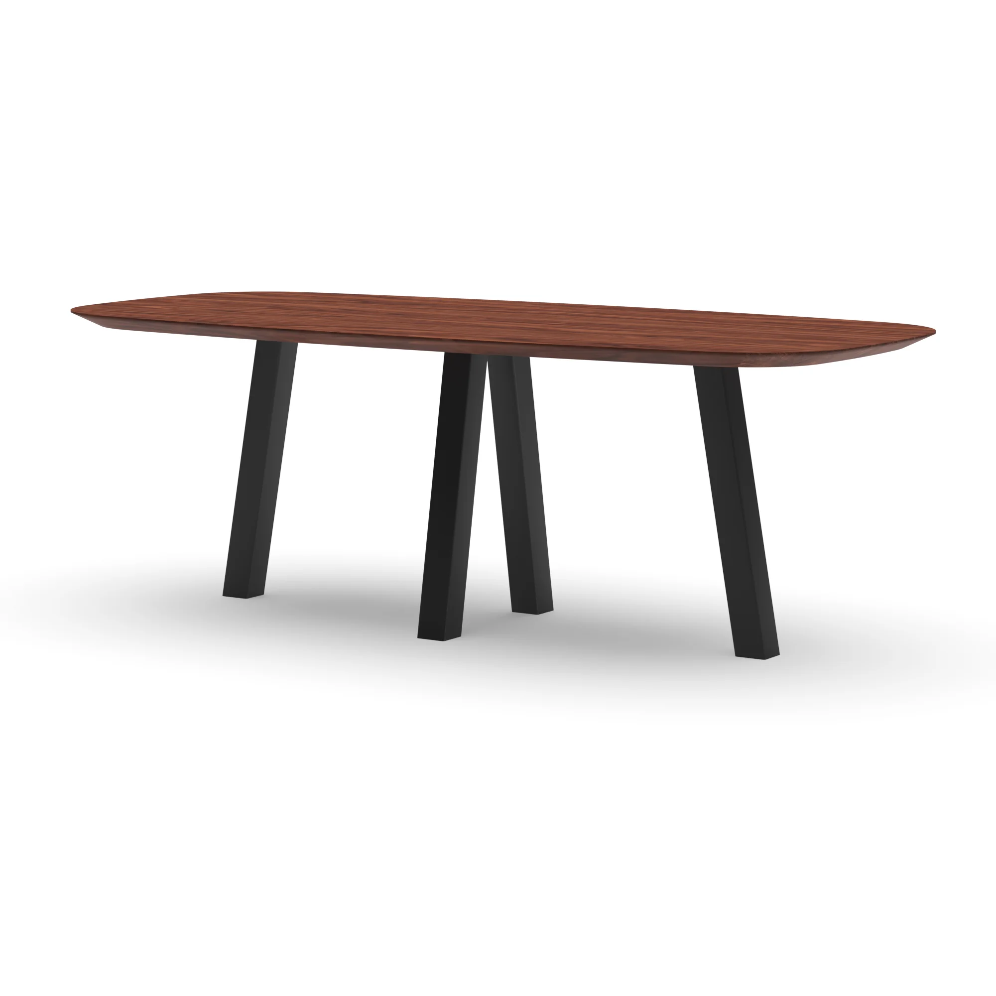 Deens ovale notenhouten tafel Praag staal — studio
