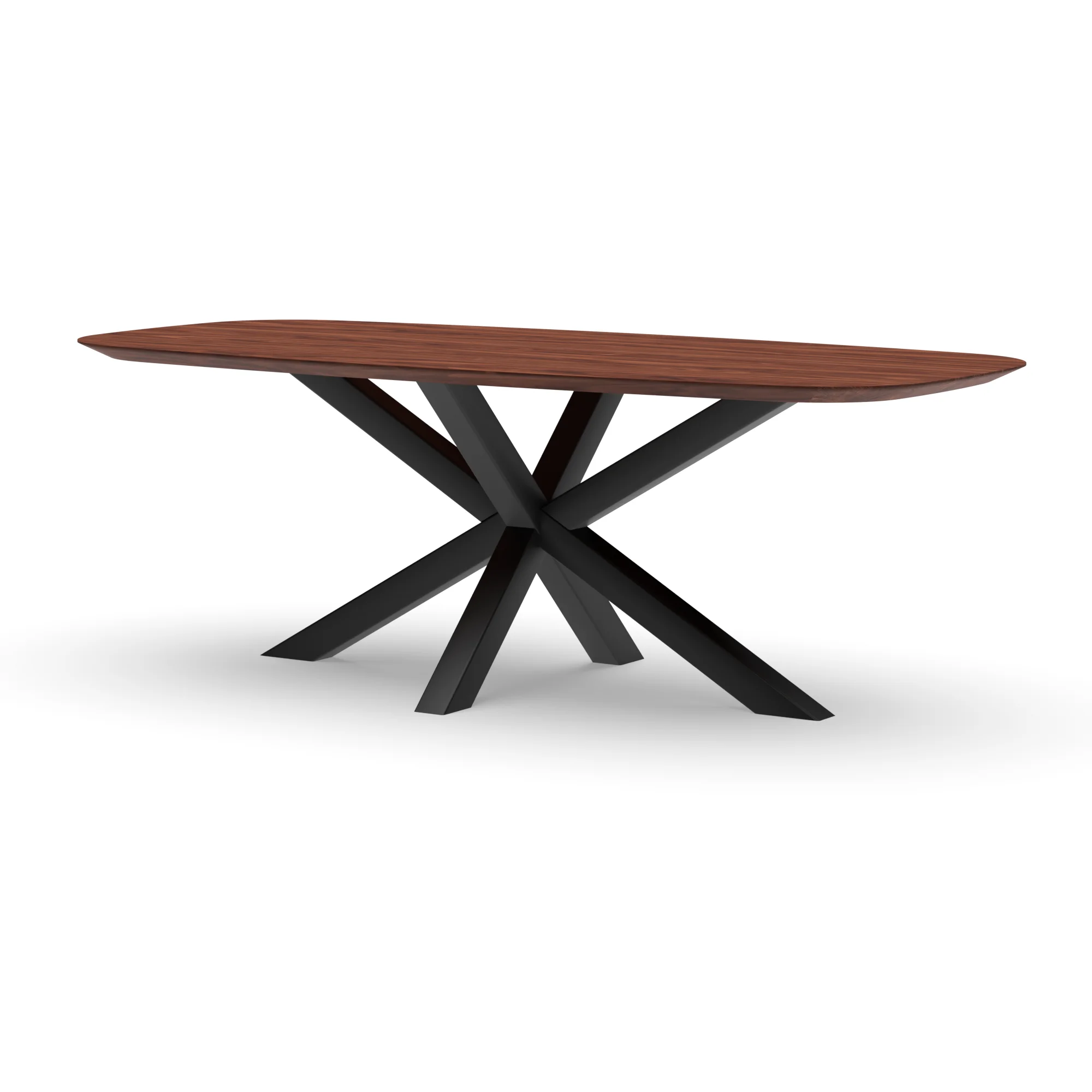 Deens ovale notenhouten tafel Riga 80x80 staal — studio