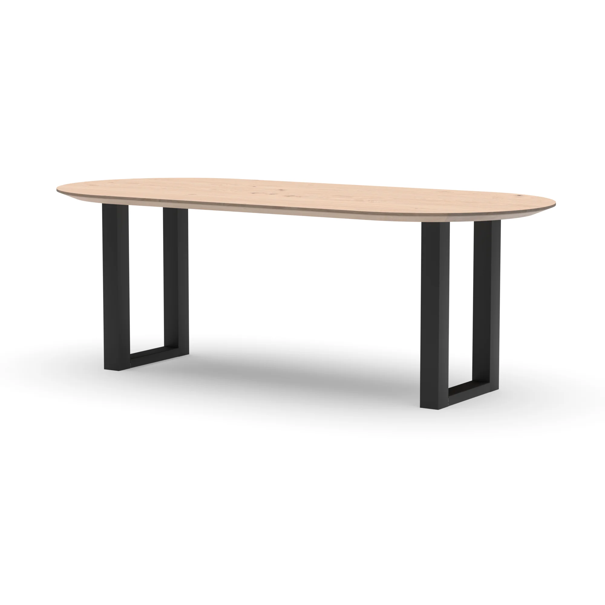 Halve cirkel eikenhouten tafel Amsterdam staal — studio