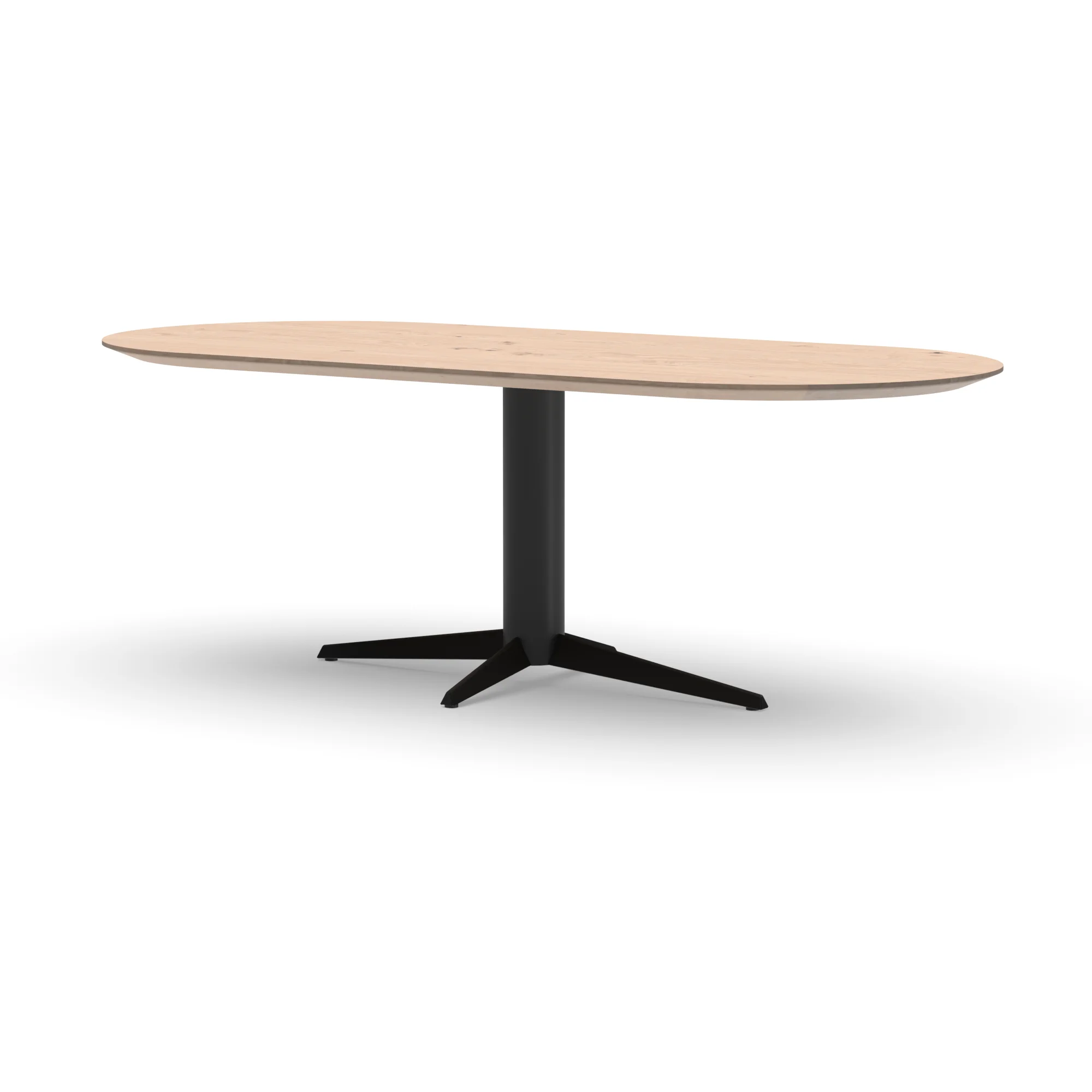 Halve cirkel eikenhouten tafel Londen staal — studio