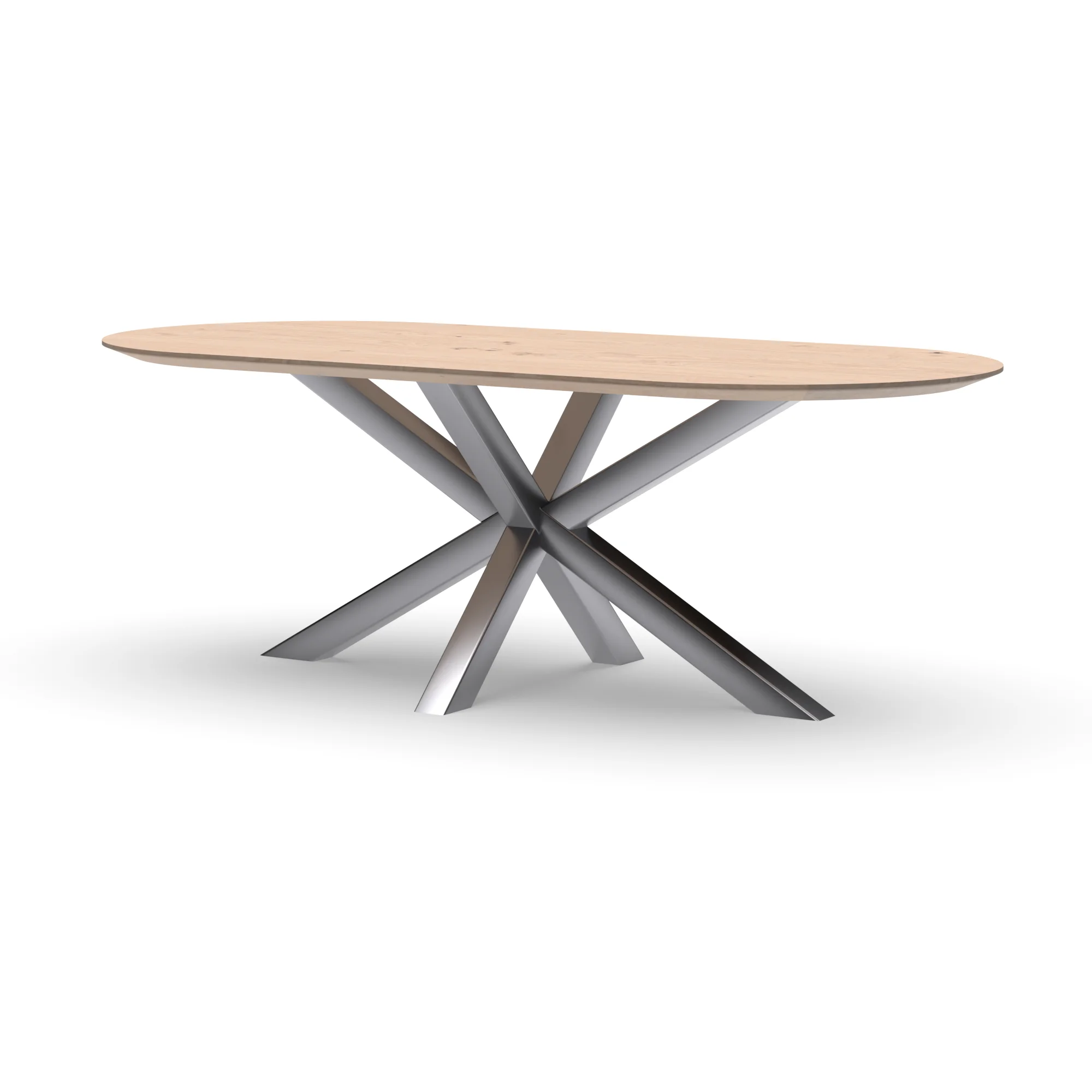 Halve cirkel eikenhouten tafel Riga 80x80 RVS — studio