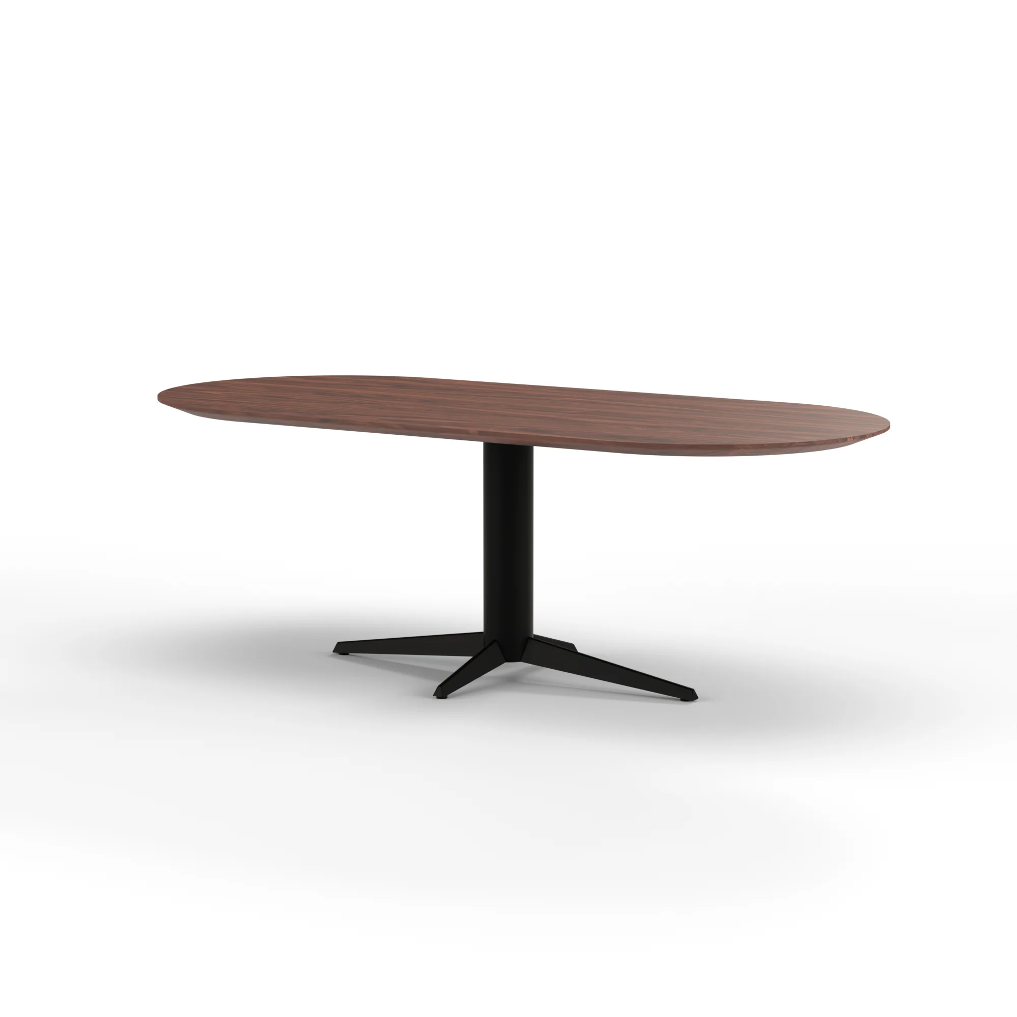 Halve cirkel notenhouten tafel Londen staal — studio