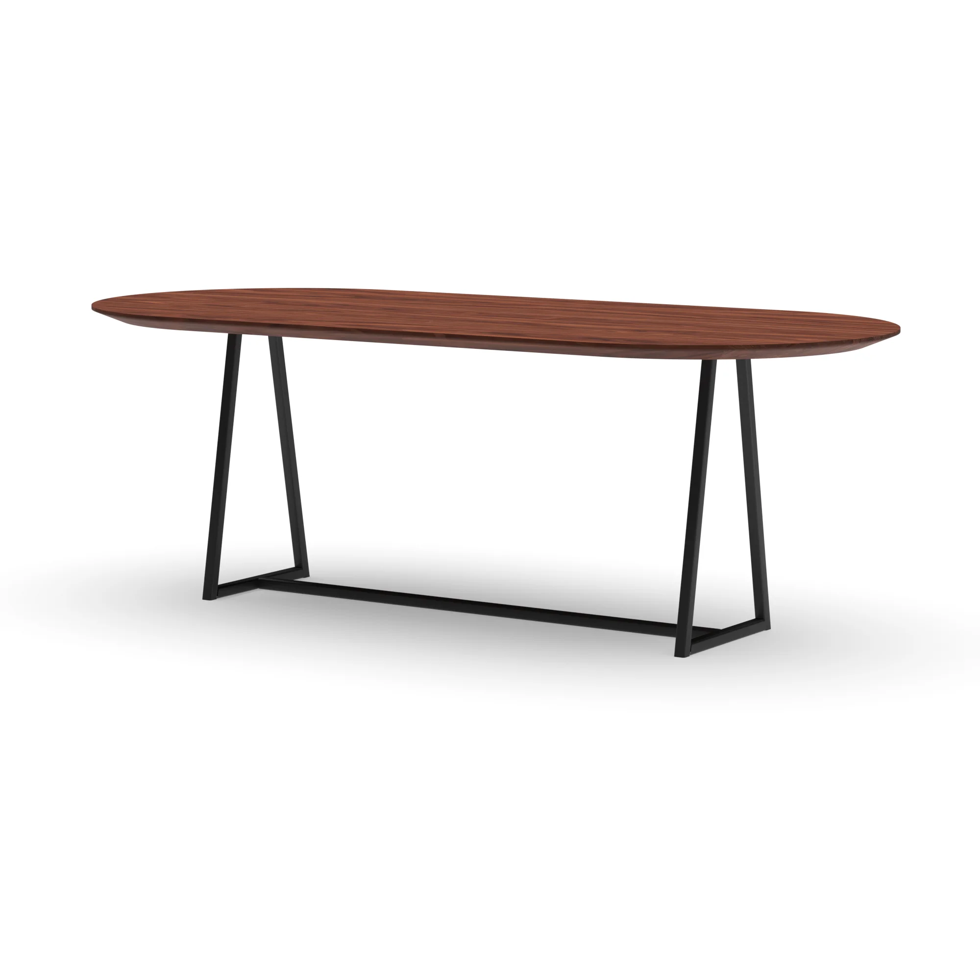 Halve cirkel notenhouten tafel Monaco staal — studio