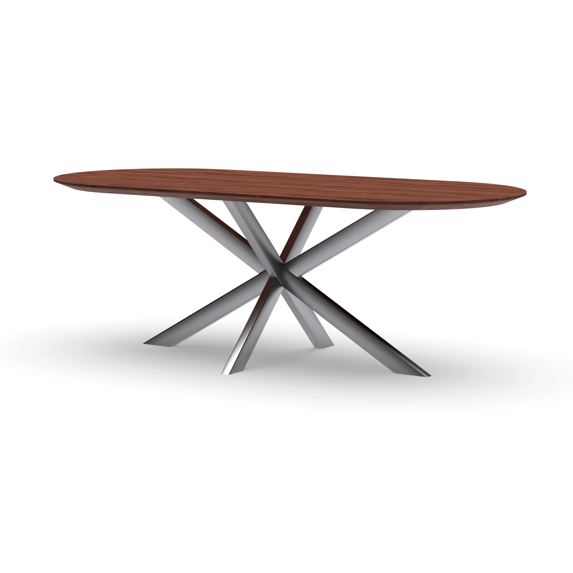 Halve cirkel notenhouten tafel Riga 80x40 RVS — studio