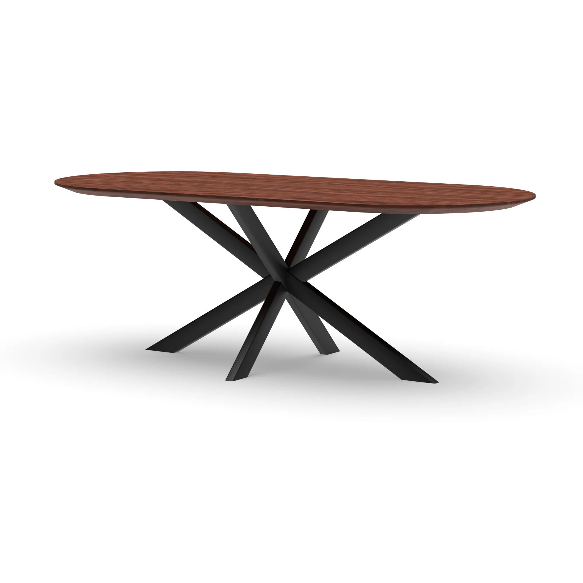Halve cirkel notenhouten tafel Riga 80x40 staal — studio