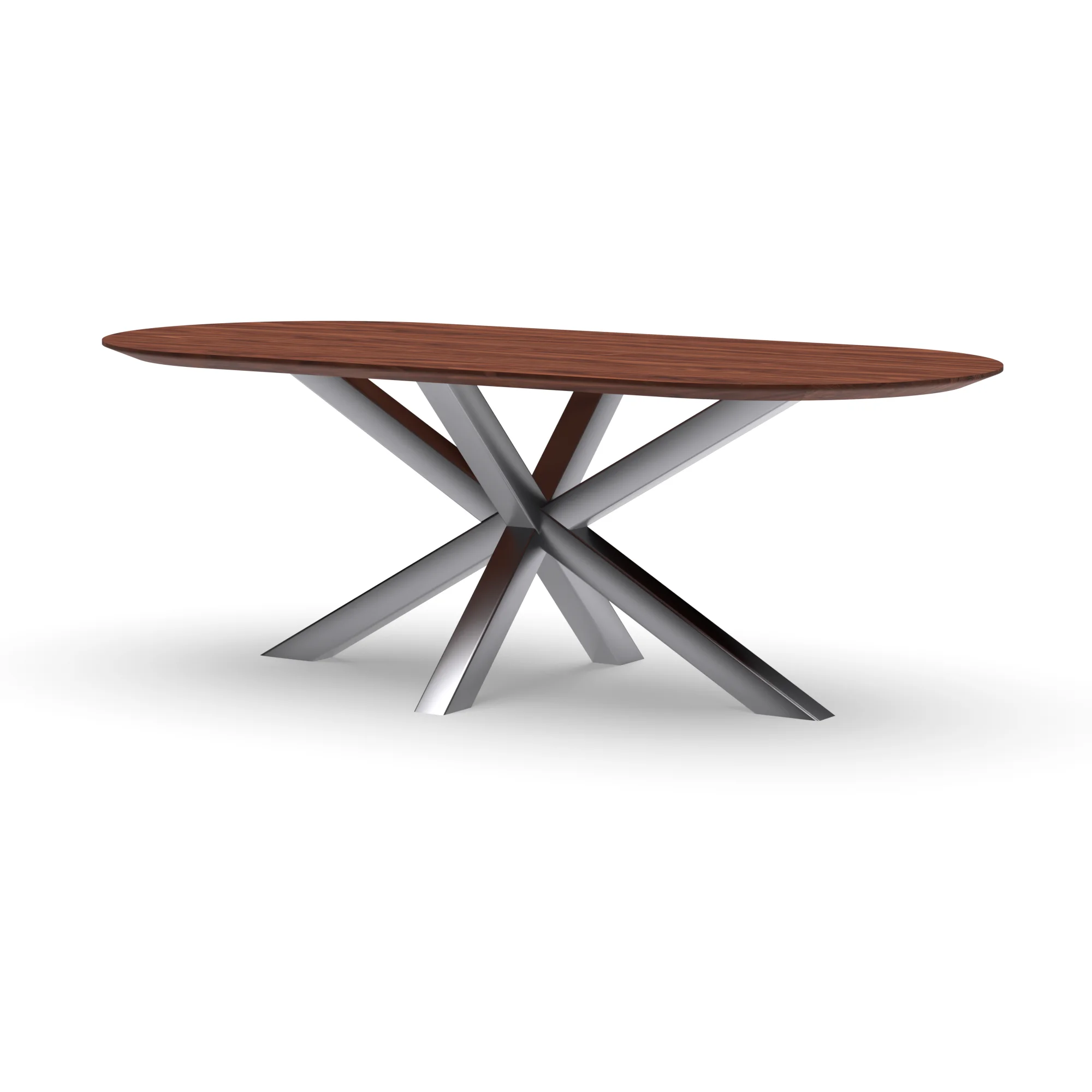 Halve cirkel notenhouten tafel Riga 80x80 RVS — studio