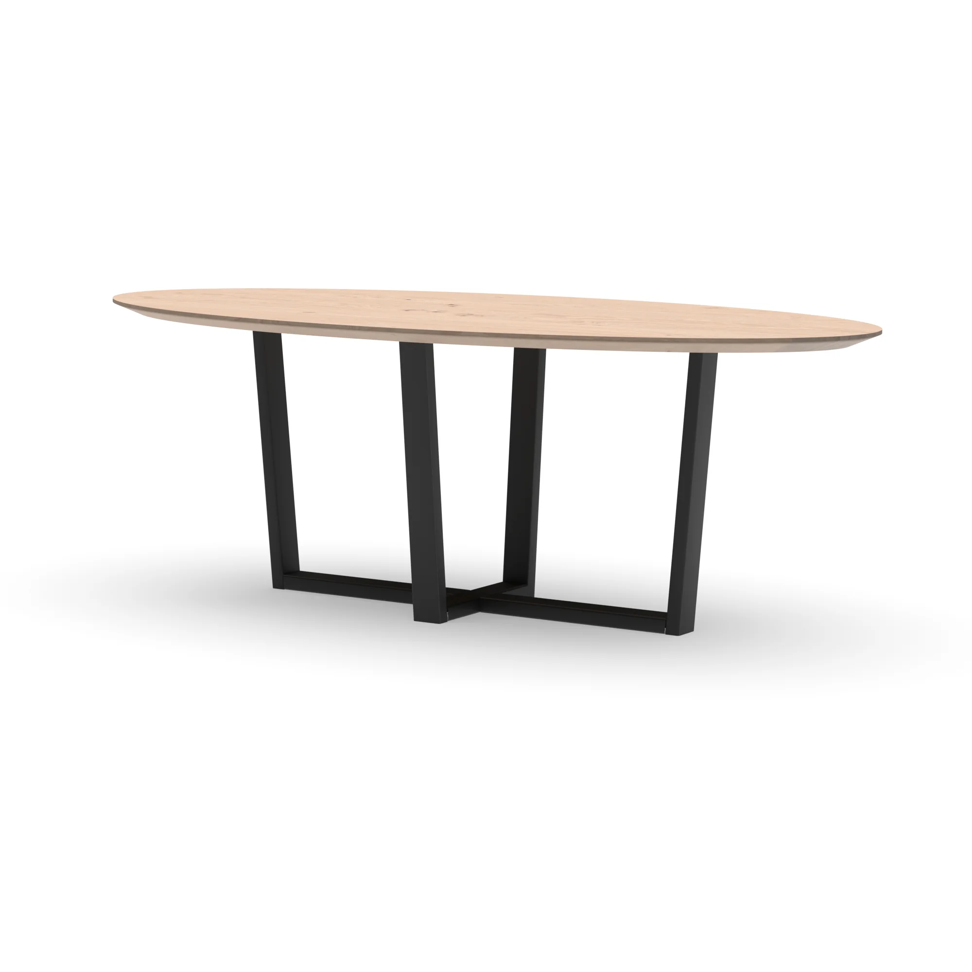 Ovale eikenhouten tafel Geneve staal — studio