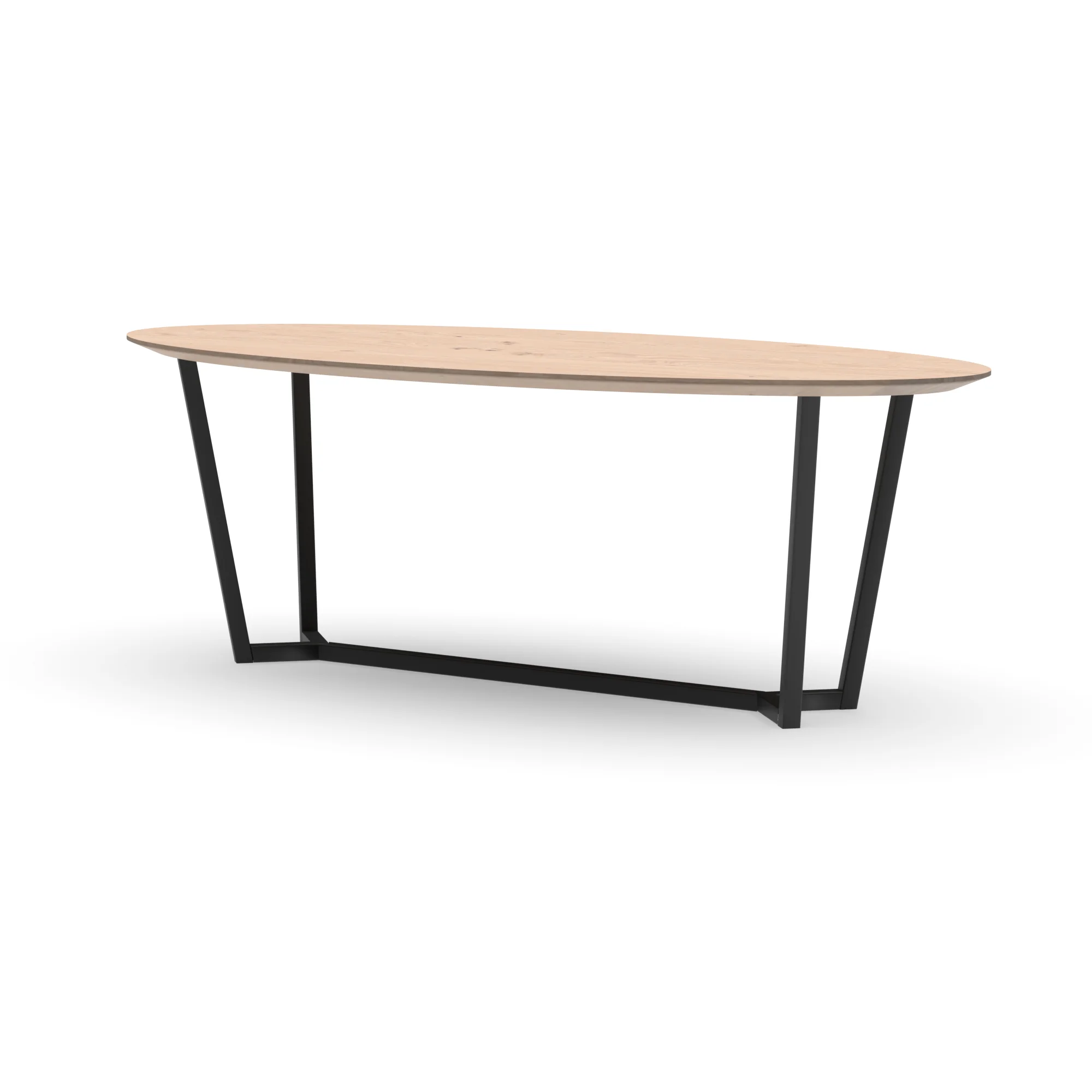 Ovale eikenhouten tafel Lissabon staal — studio