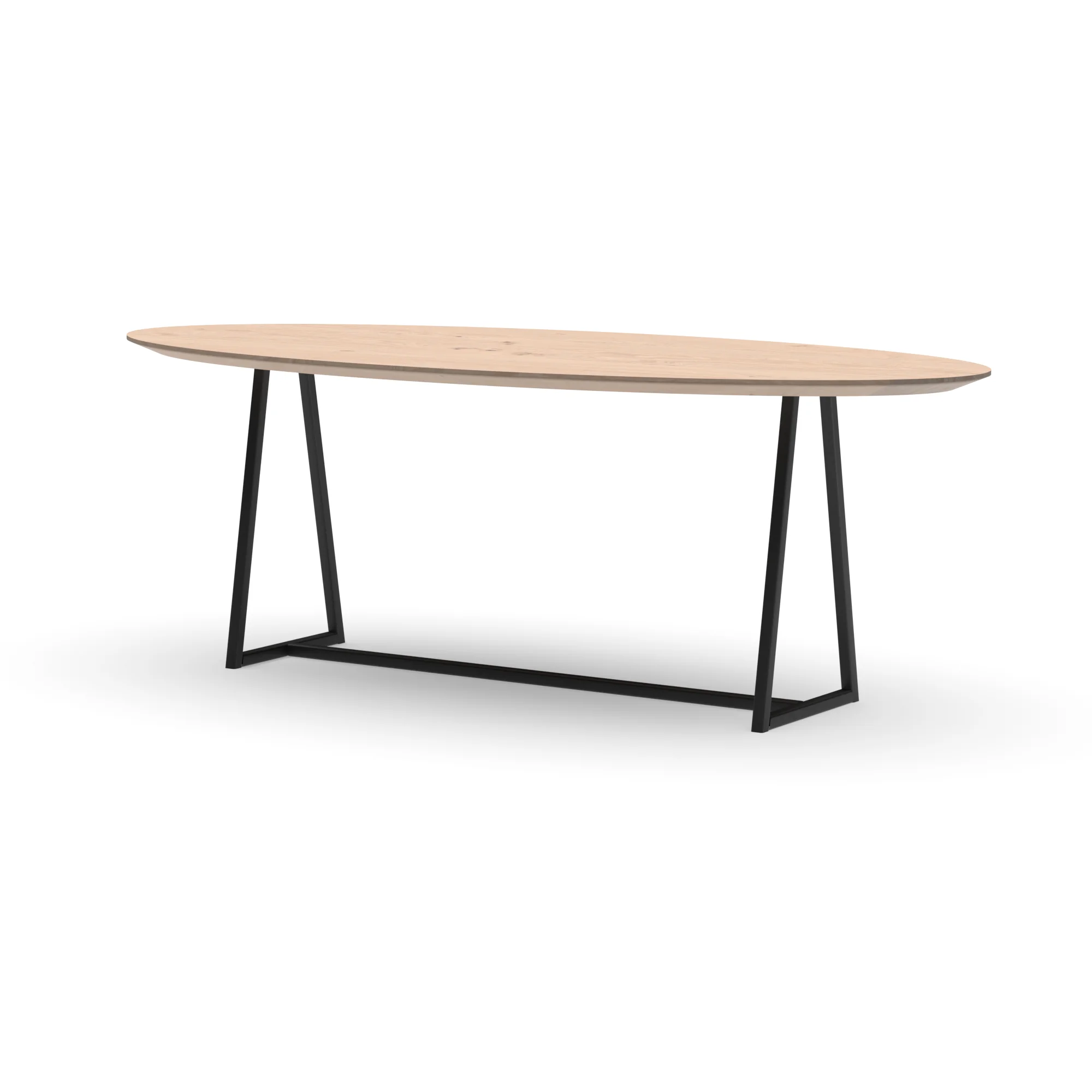 Ovale eikenhouten tafel Monaco staal — studio