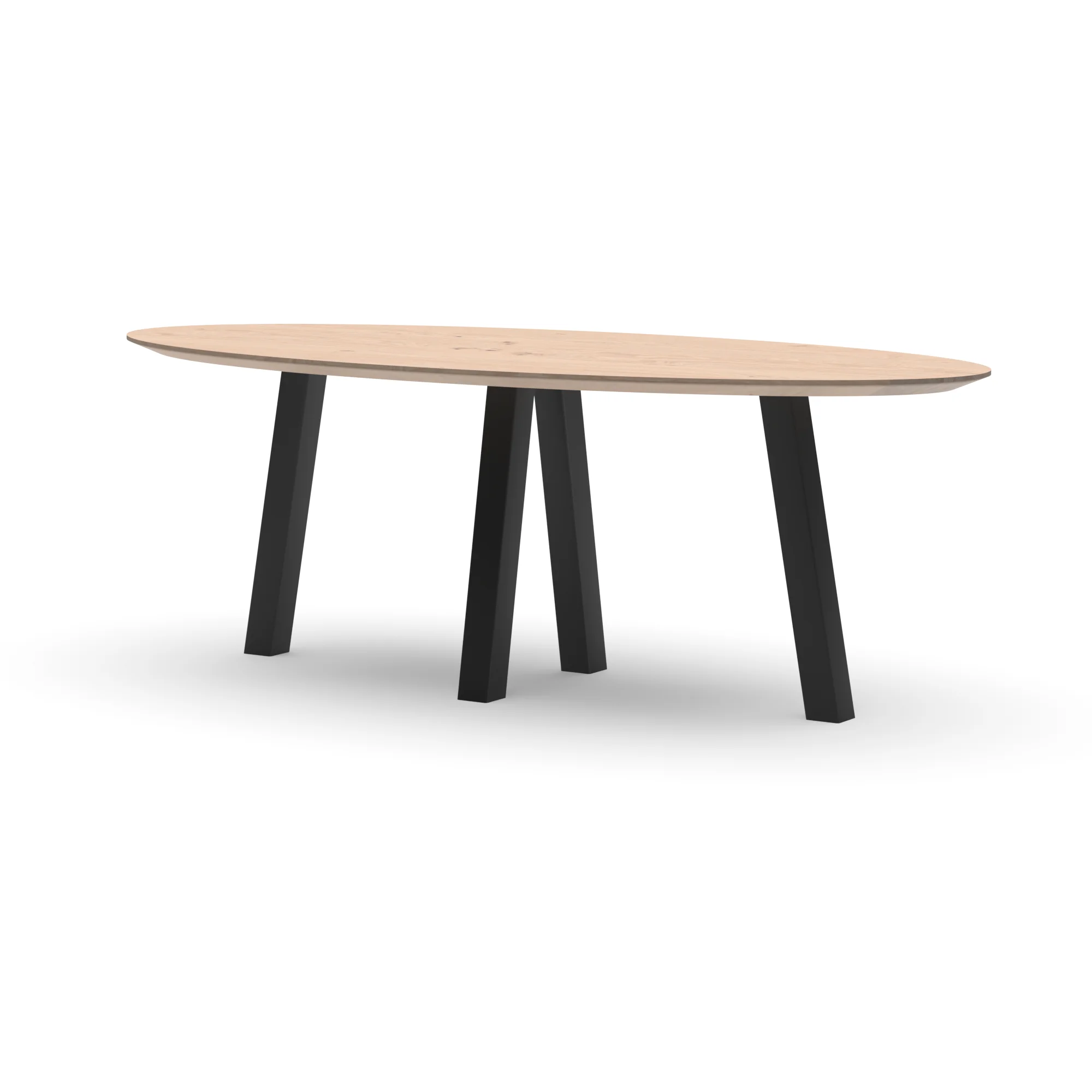 Ovale eikenhouten tafel Praag staal — studio