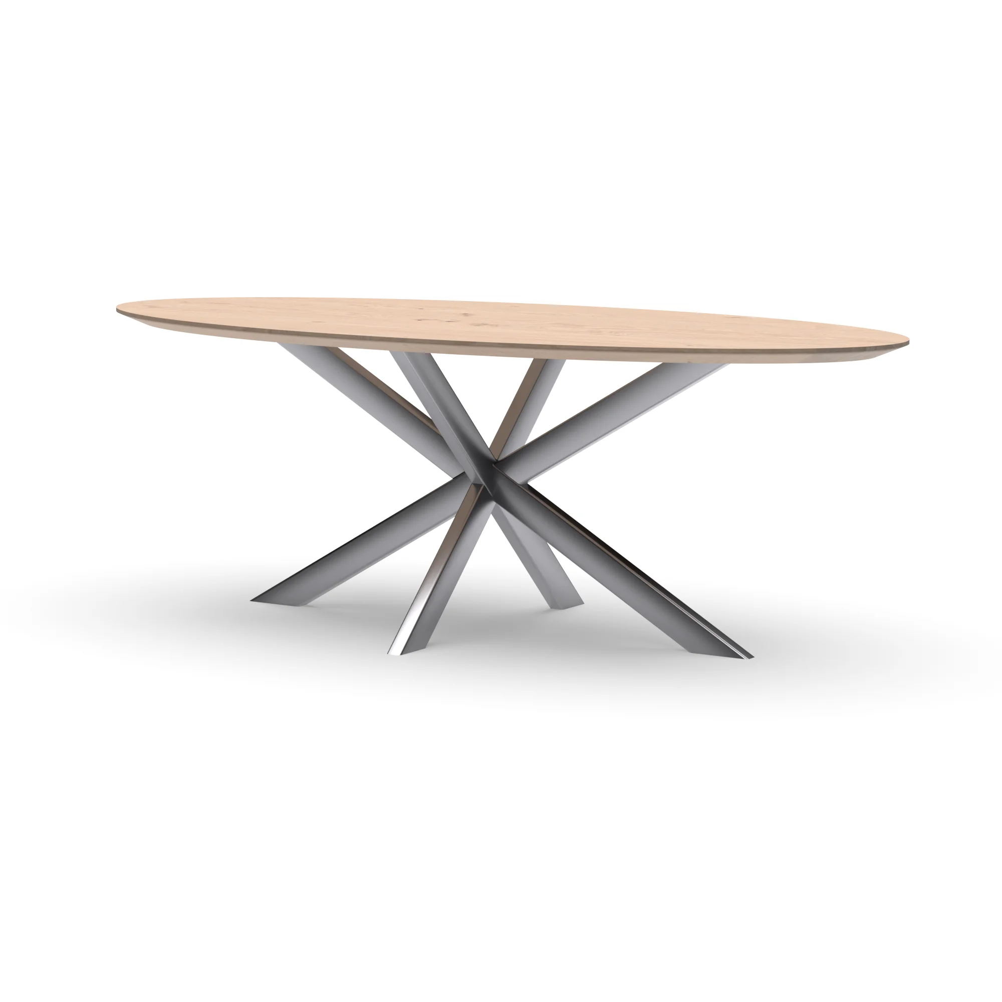 Ovale eikenhouten tafel Riga 80x40 RVS — studio
