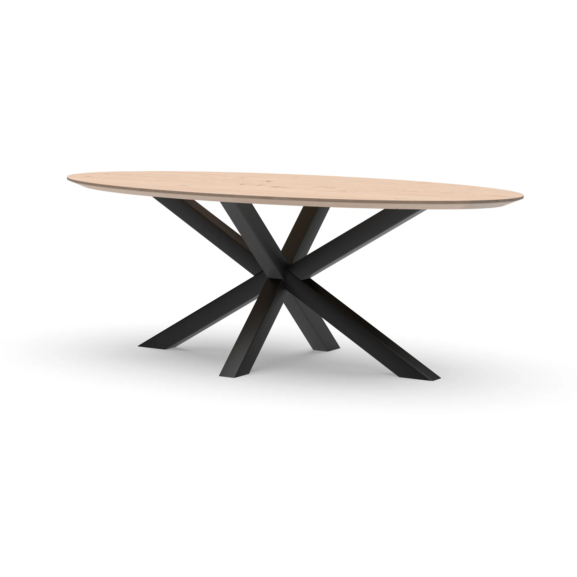 Ovale eikenhouten tafel Riga 80x80 staal — studio