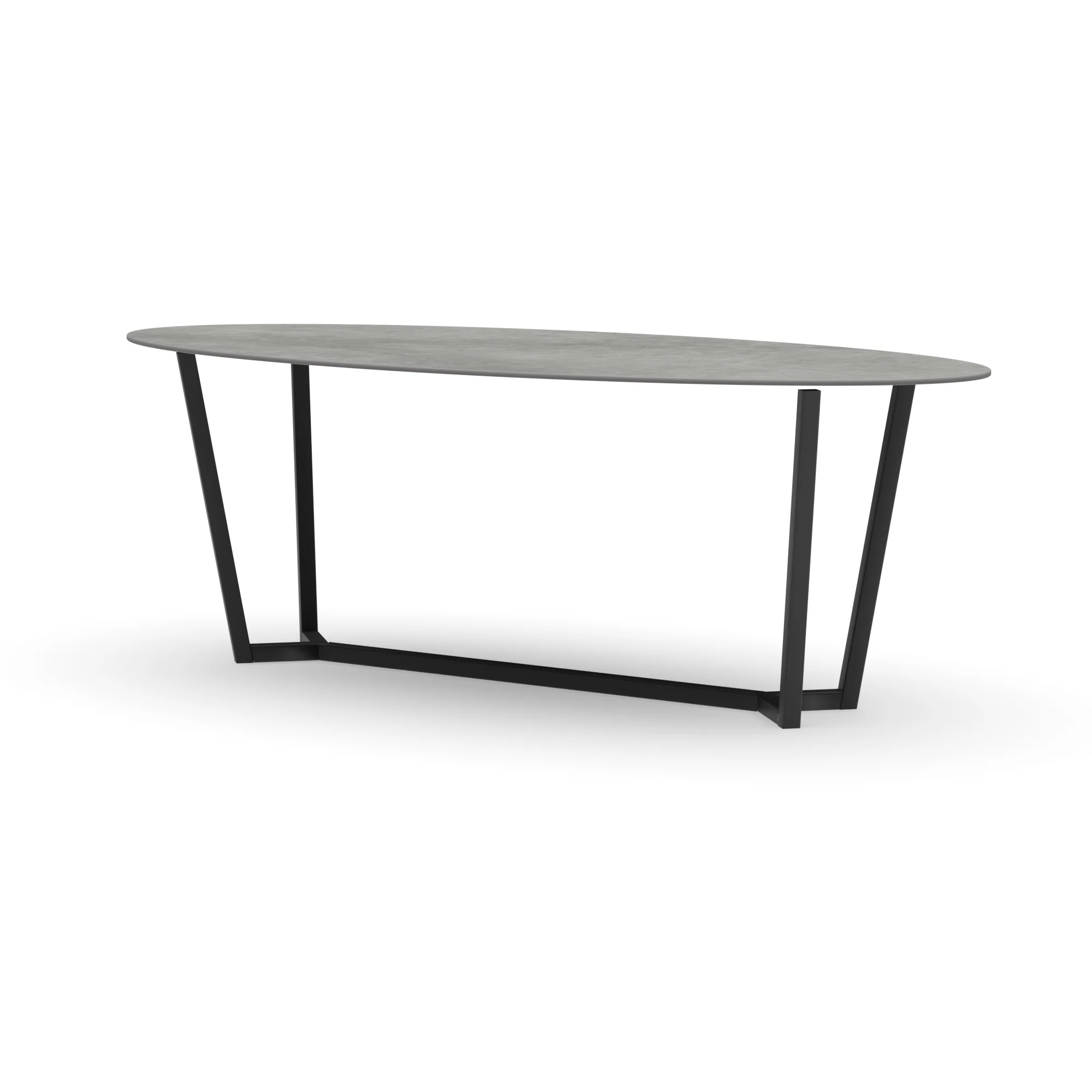 Ovale keramieken tafel Lissabon staal — studio