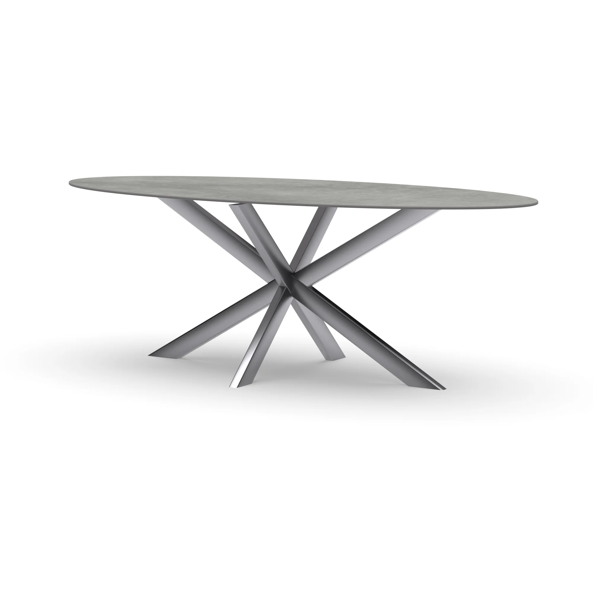 Ovale keramieken tafel Riga 80x40 RVS — studio