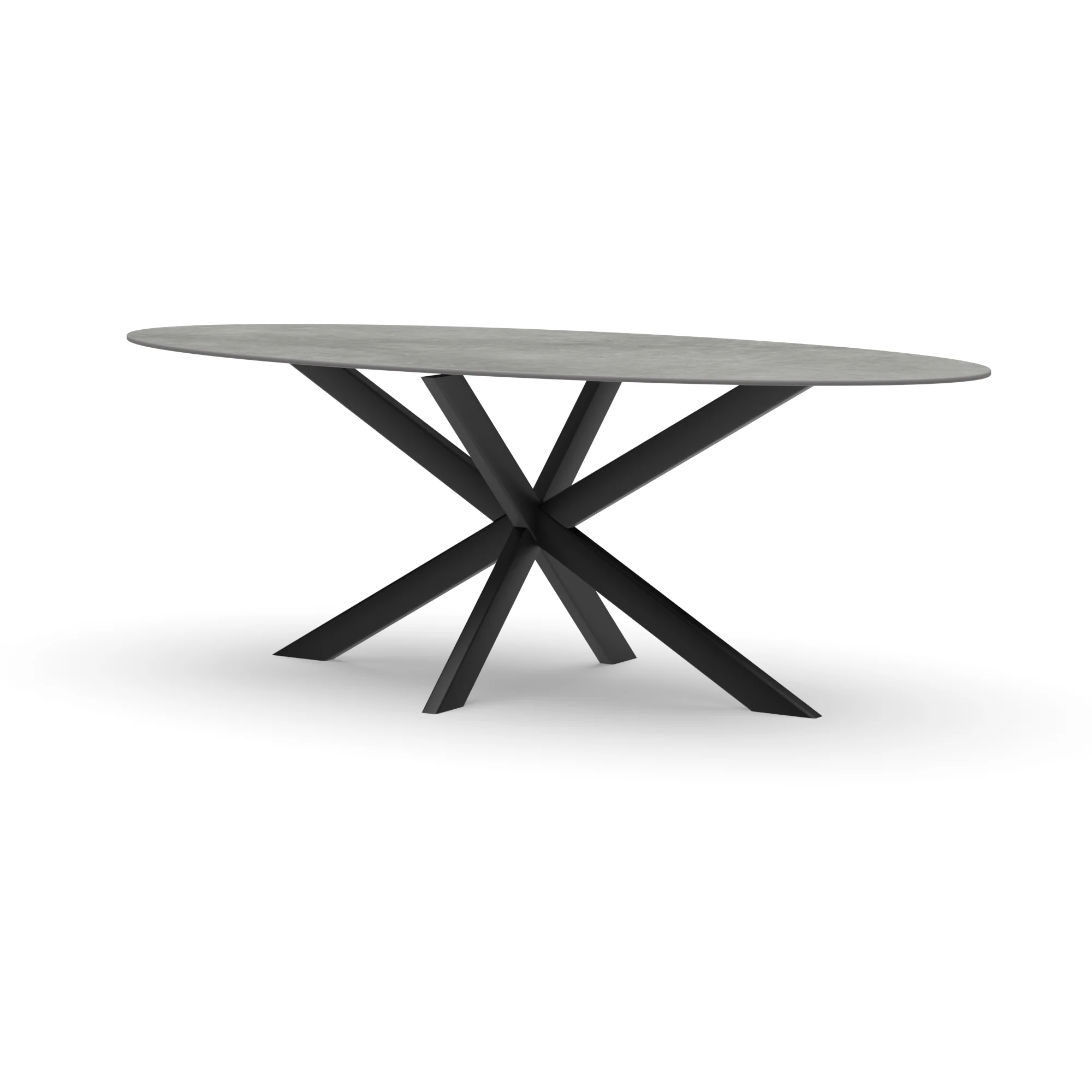 Ovale keramieken tafel Riga 80x40 staal — studio