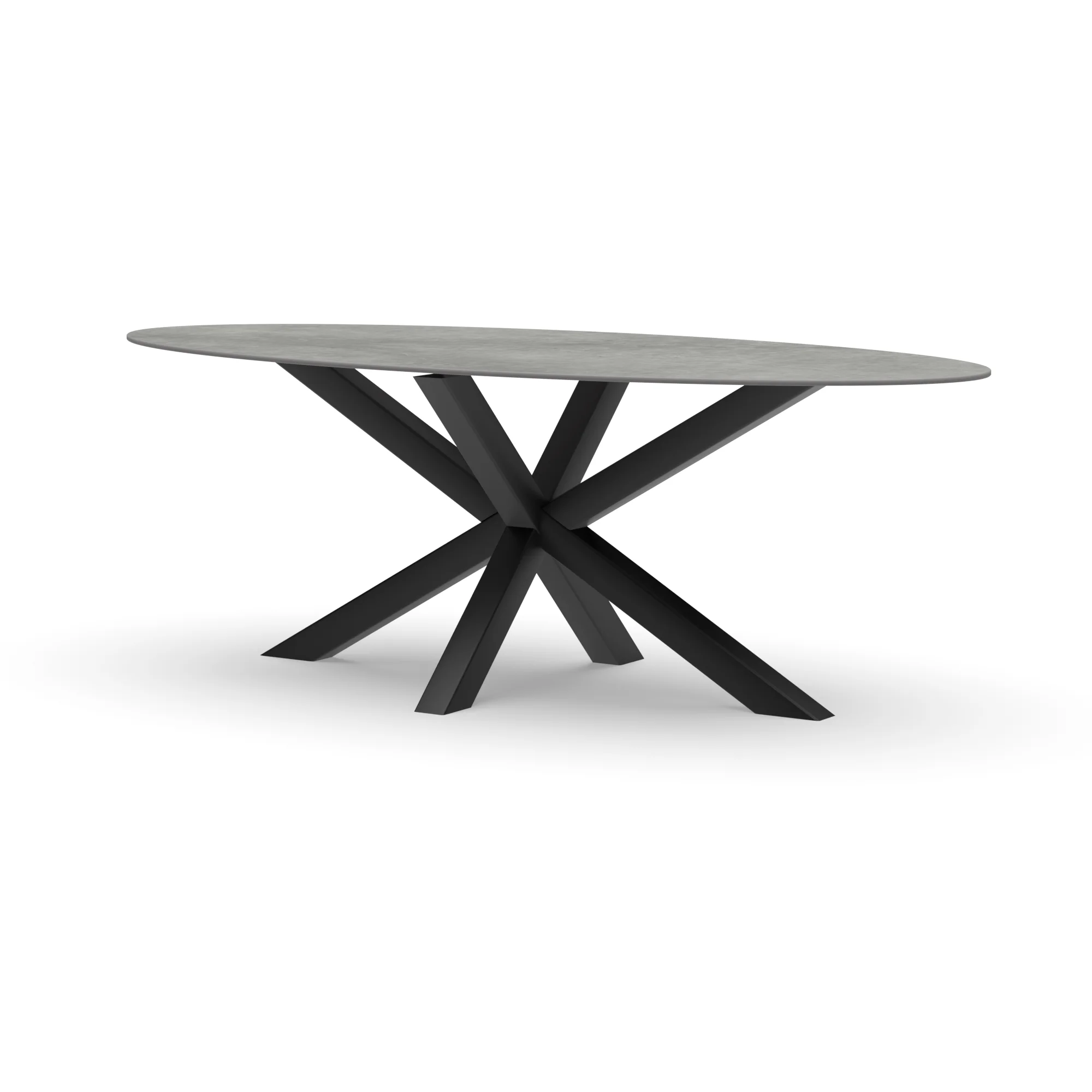 Ovale keramieken tafel Riga 80x80 staal — studio