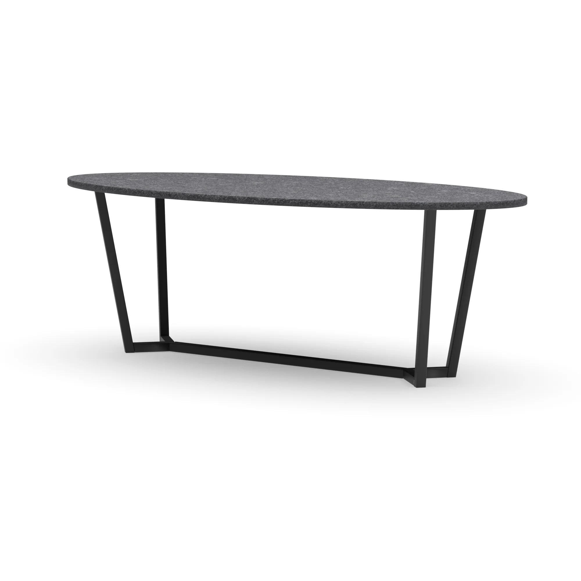 Ovale granieten tafel Lissabon staal — studio