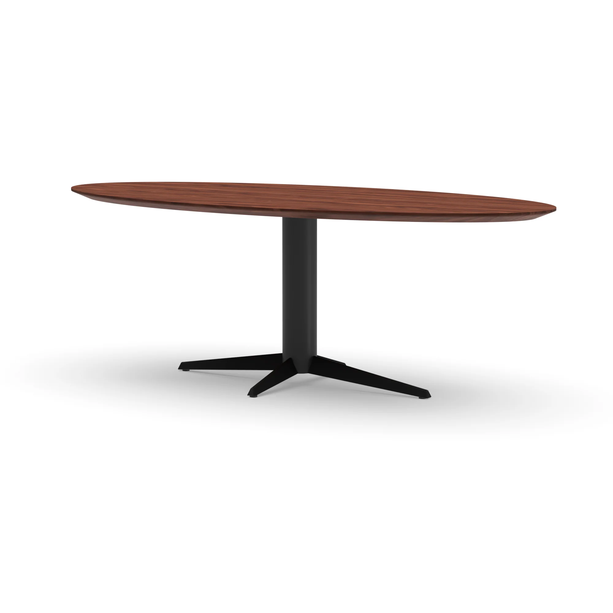 Ovale notenhouten tafel Londen staal — studio