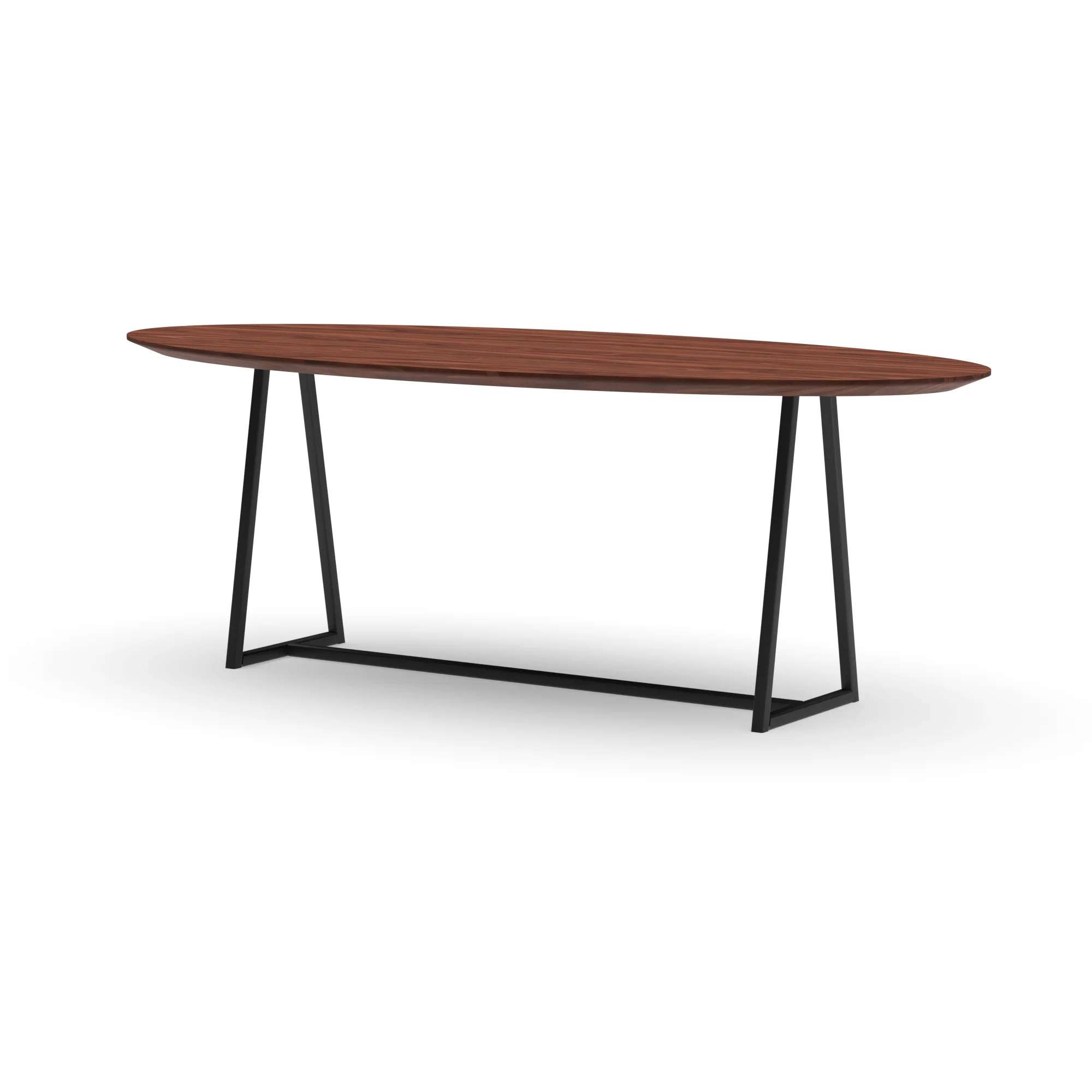 Ovale notenhouten tafel Monaco staal — studio