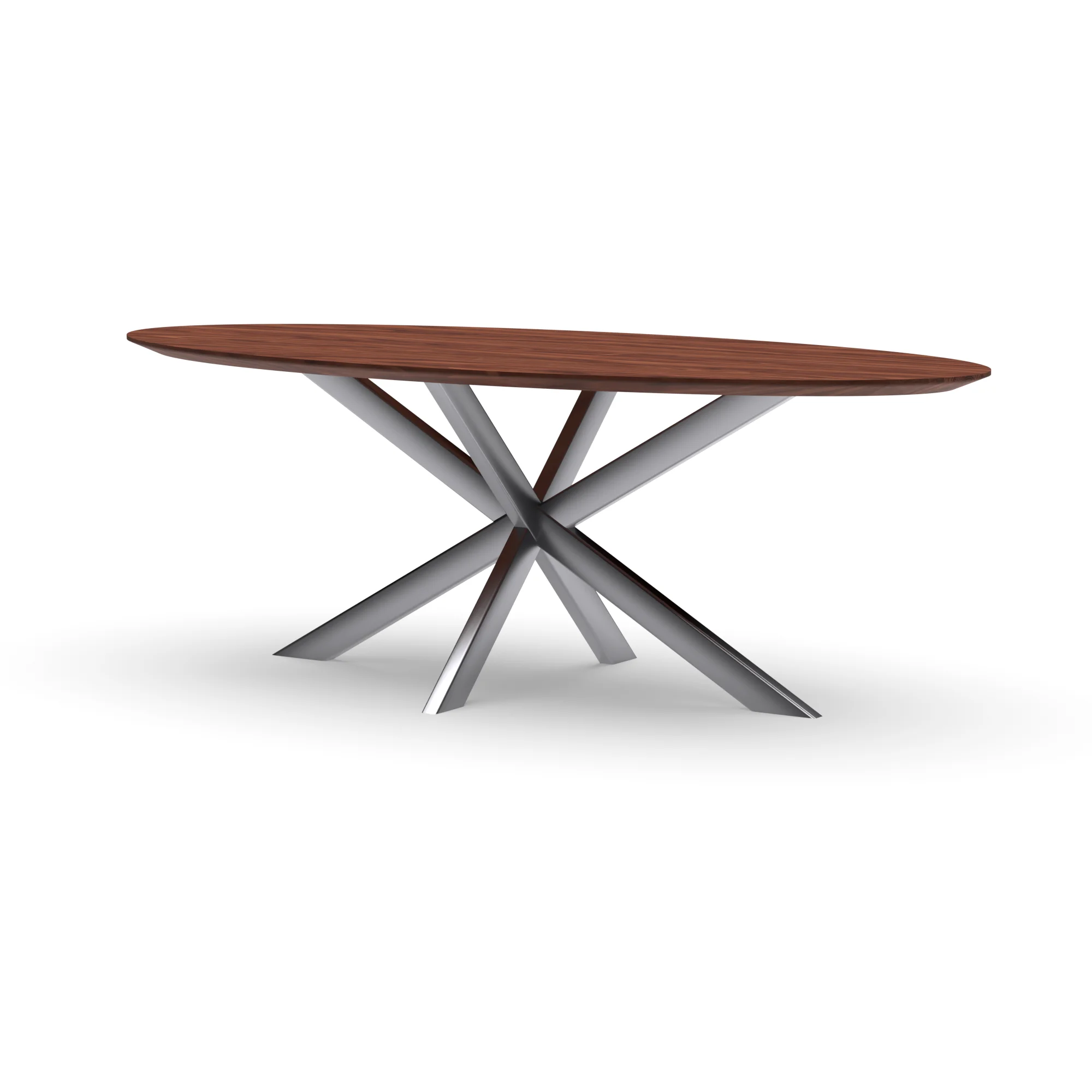 Ovale notenhouten tafel Riga 80x40 RVS — studio