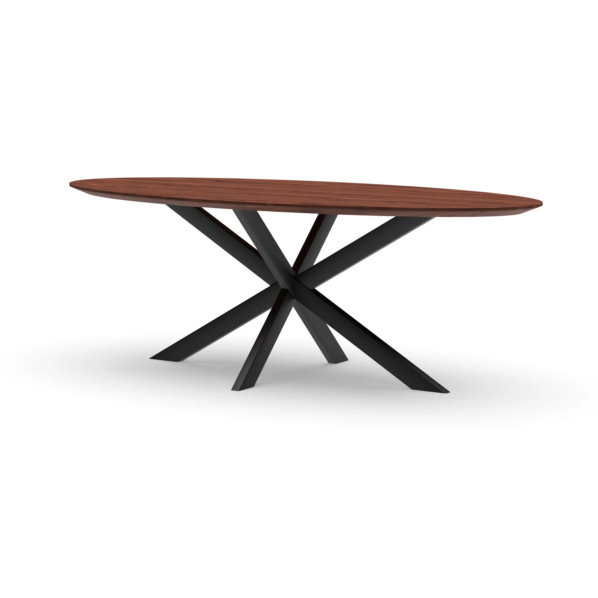 Ovale notenhouten tafel Riga 80x40 staal — studio