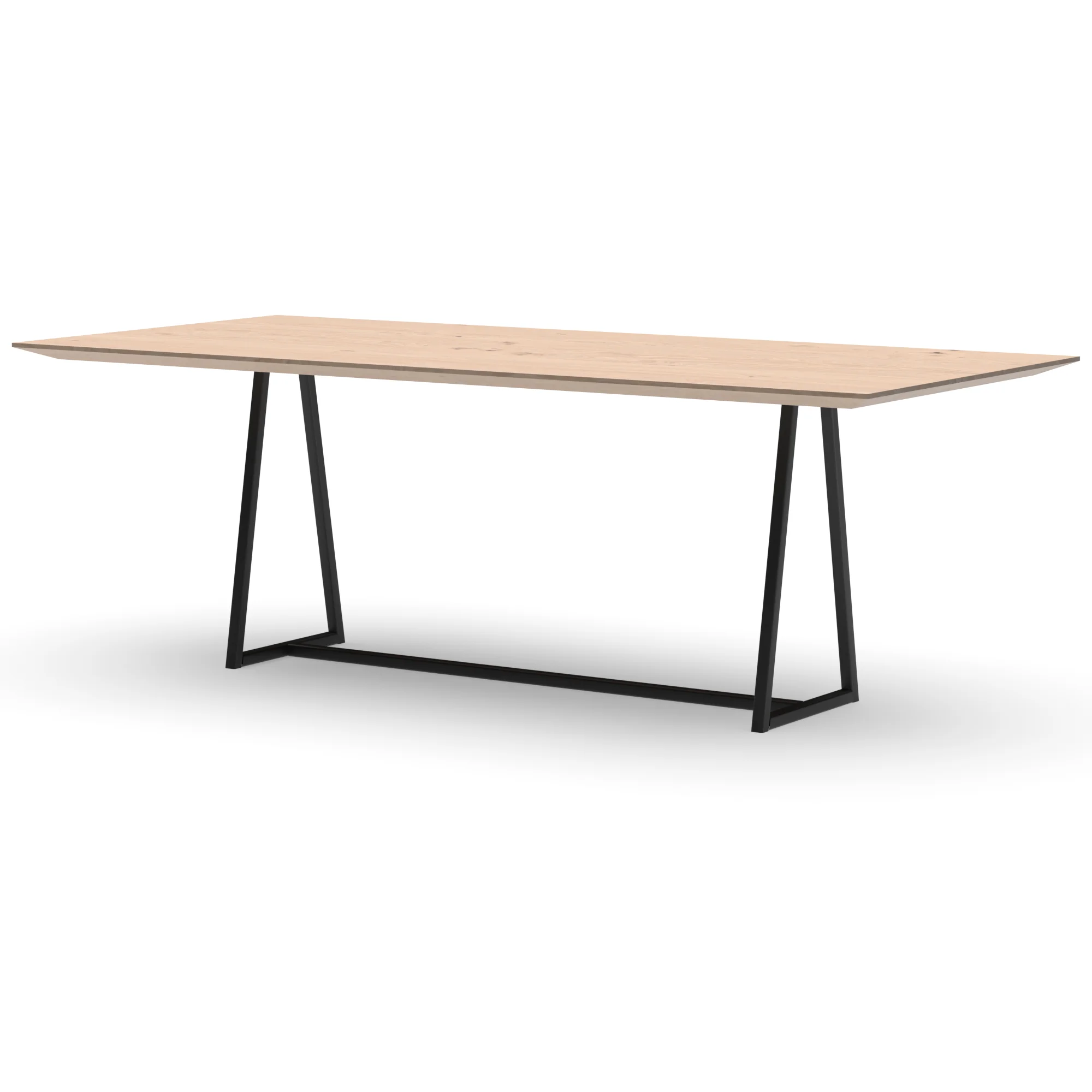 Rechthoekige eikenhouten tafel Monaco staal — studio
