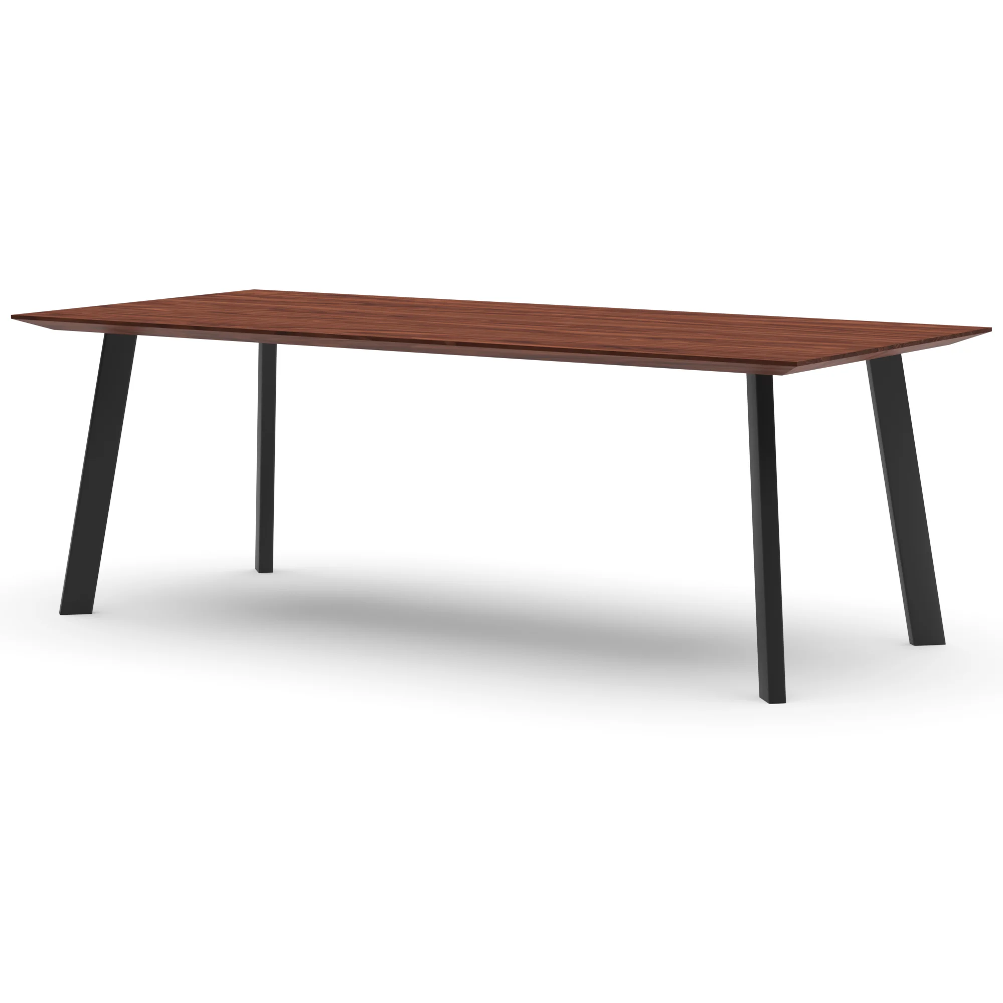 Rechthoekige notenhouten tafel Brussel staal — studio