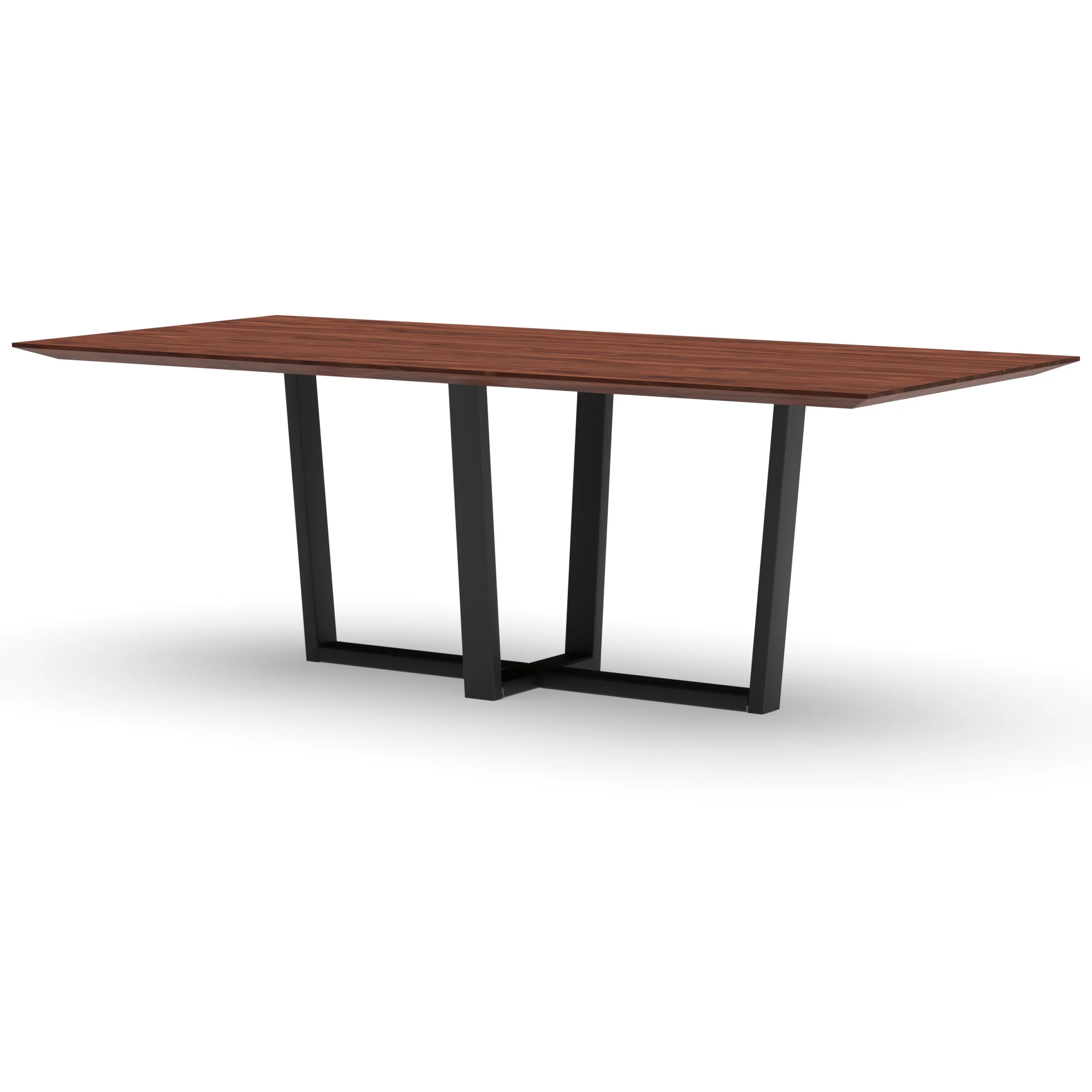 Rechthoekige notenhouten tafel Geneve staal — studio