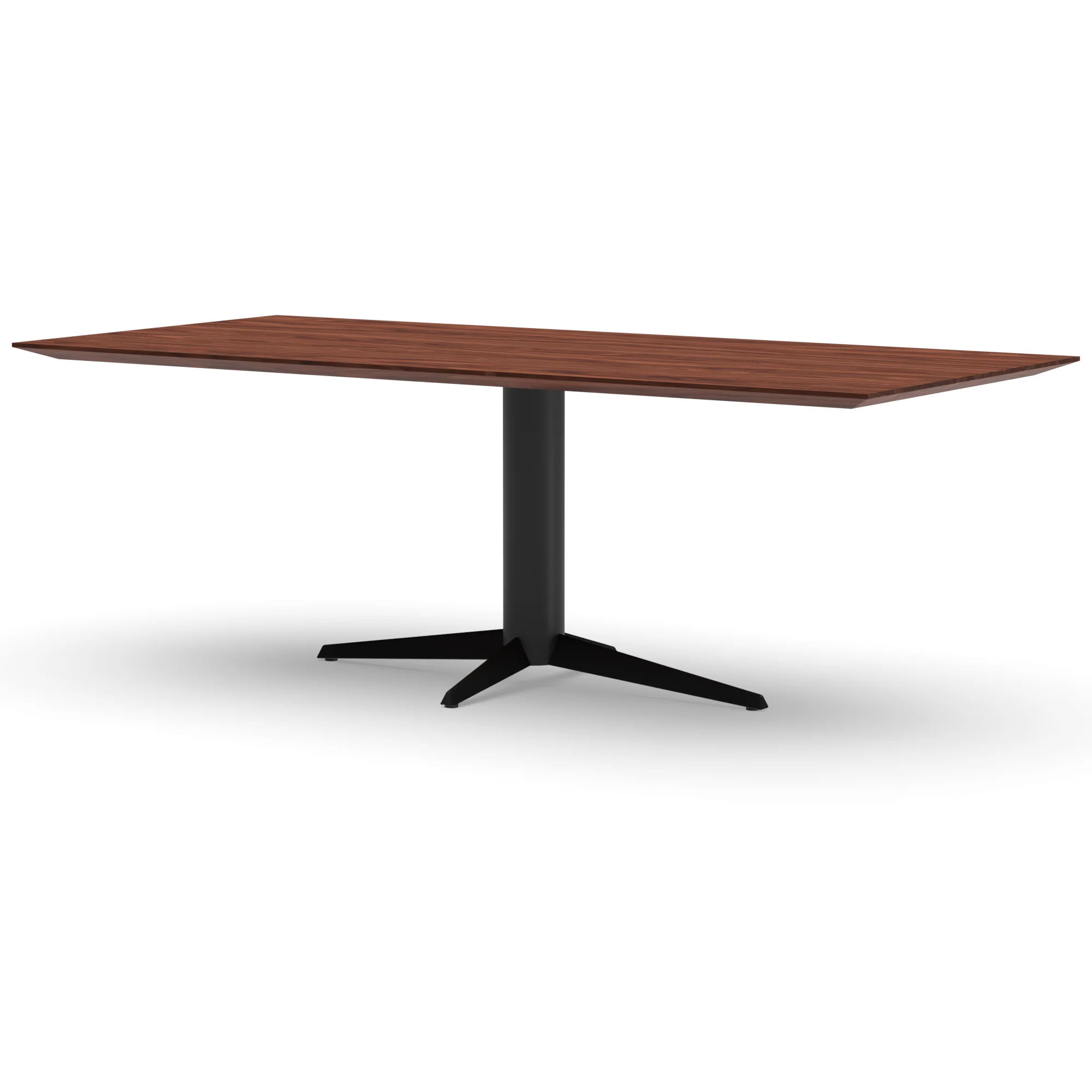 Rechthoekige notenhouten tafel Londen staal — studio