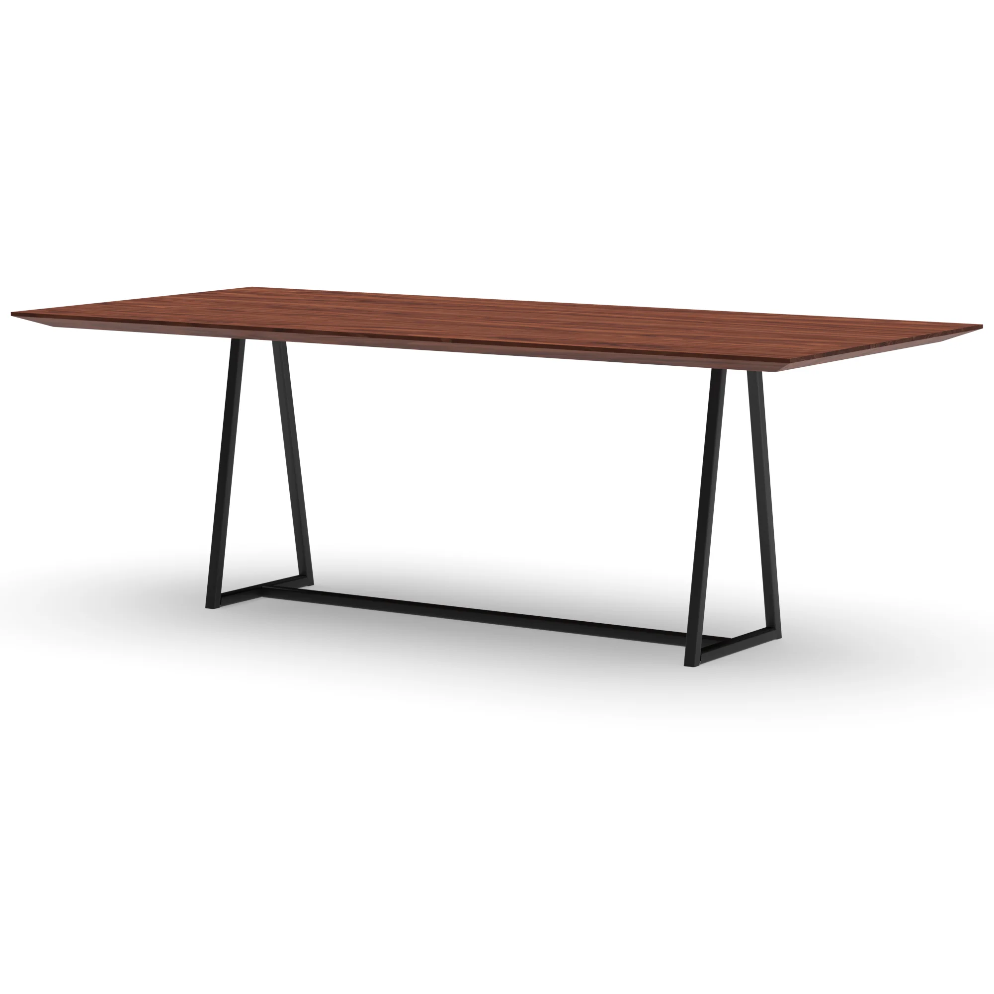 Rechthoekige notenhouten tafel Monaco staal — studio