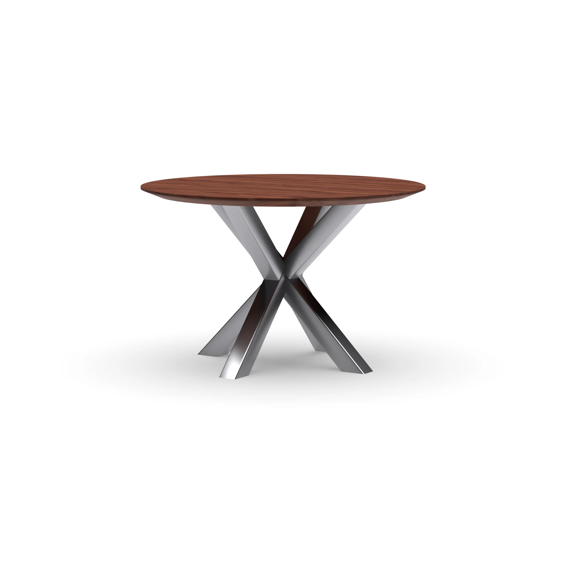 Ronde notenhouten tafel Riga 80x80 RVS — studio
