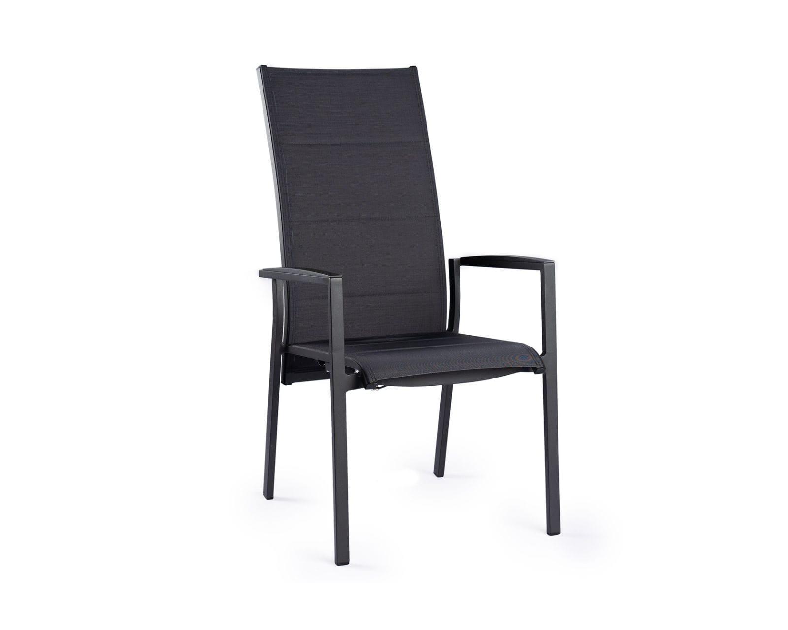 Aluminium tuinstoel Foxx hoge rug verstelbaar Charcoal