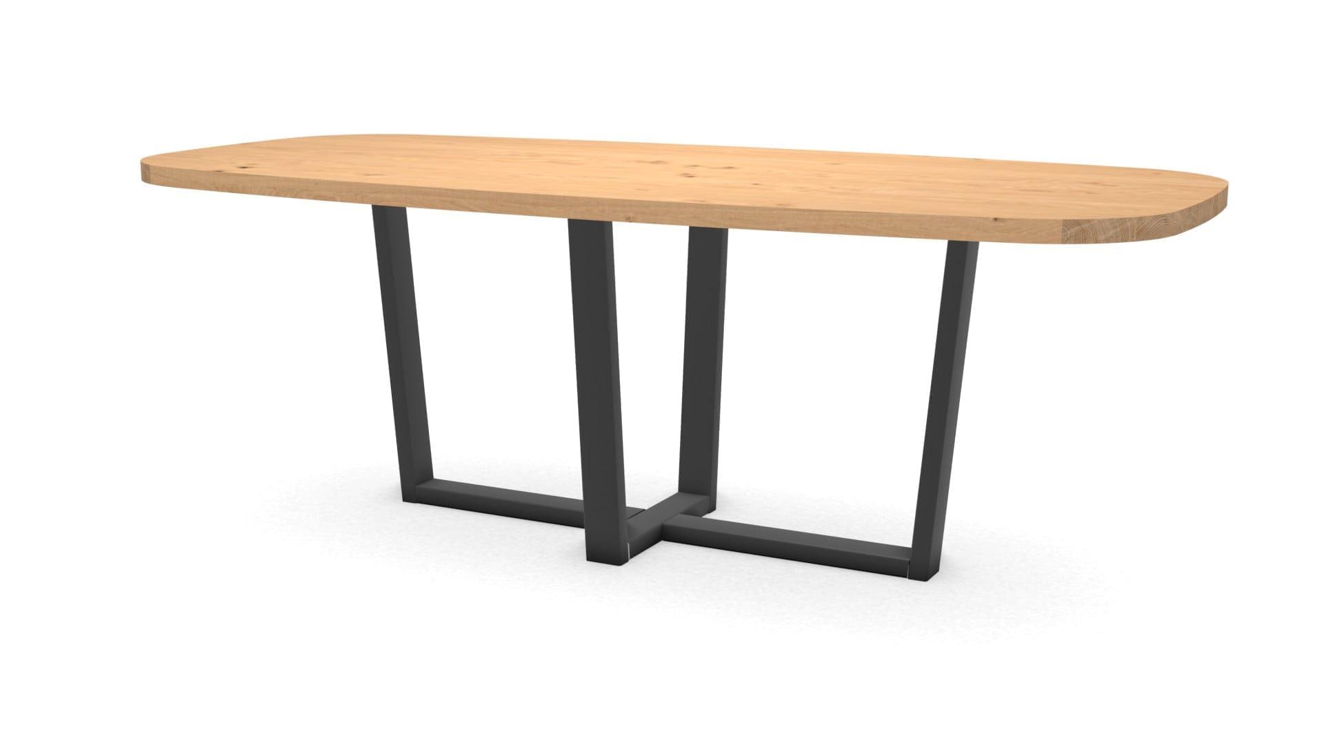 Deens ovale eikenhouten tafel Geneve staal
