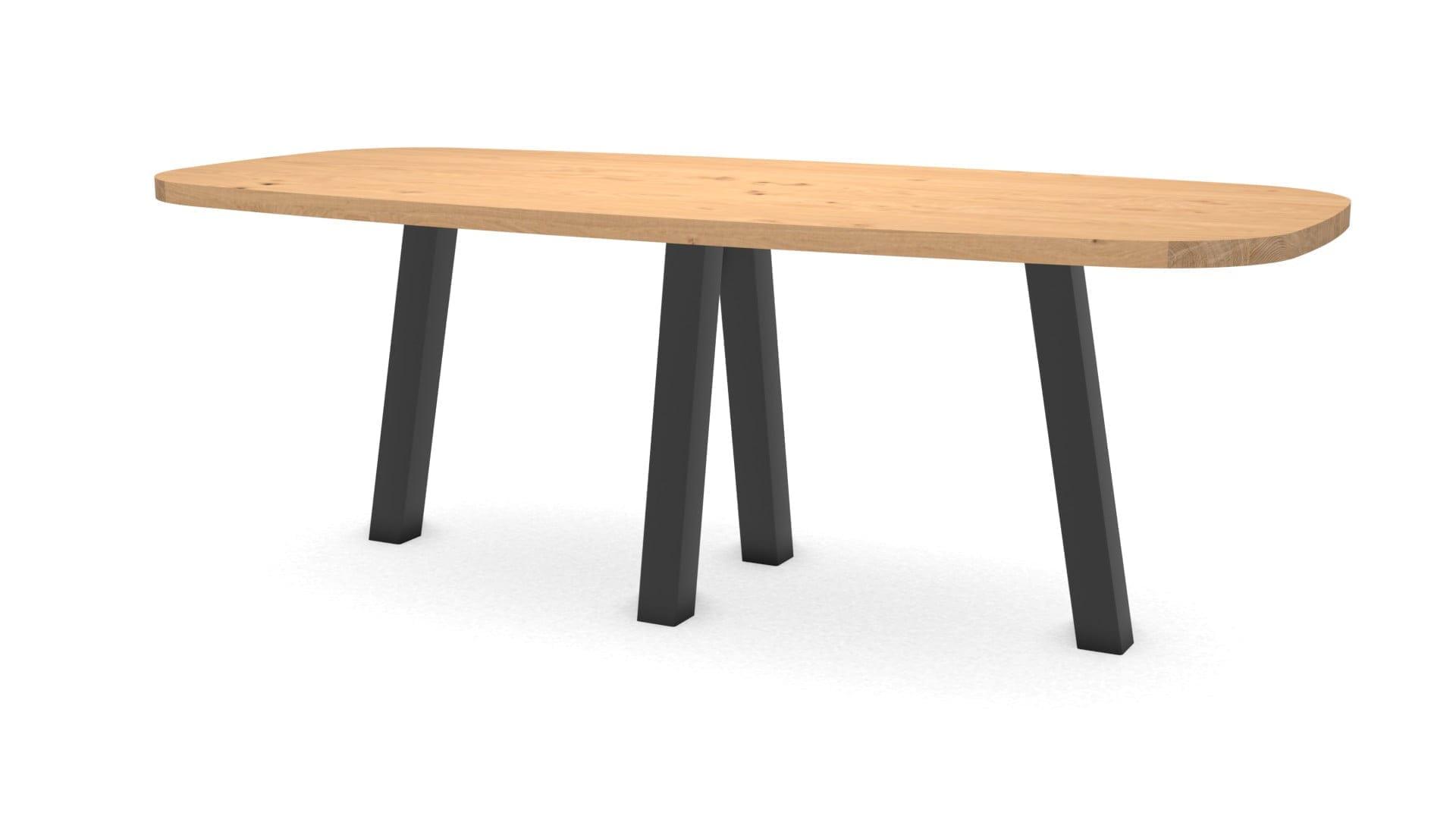 Deens ovale eikenhouten tafel Praag staal