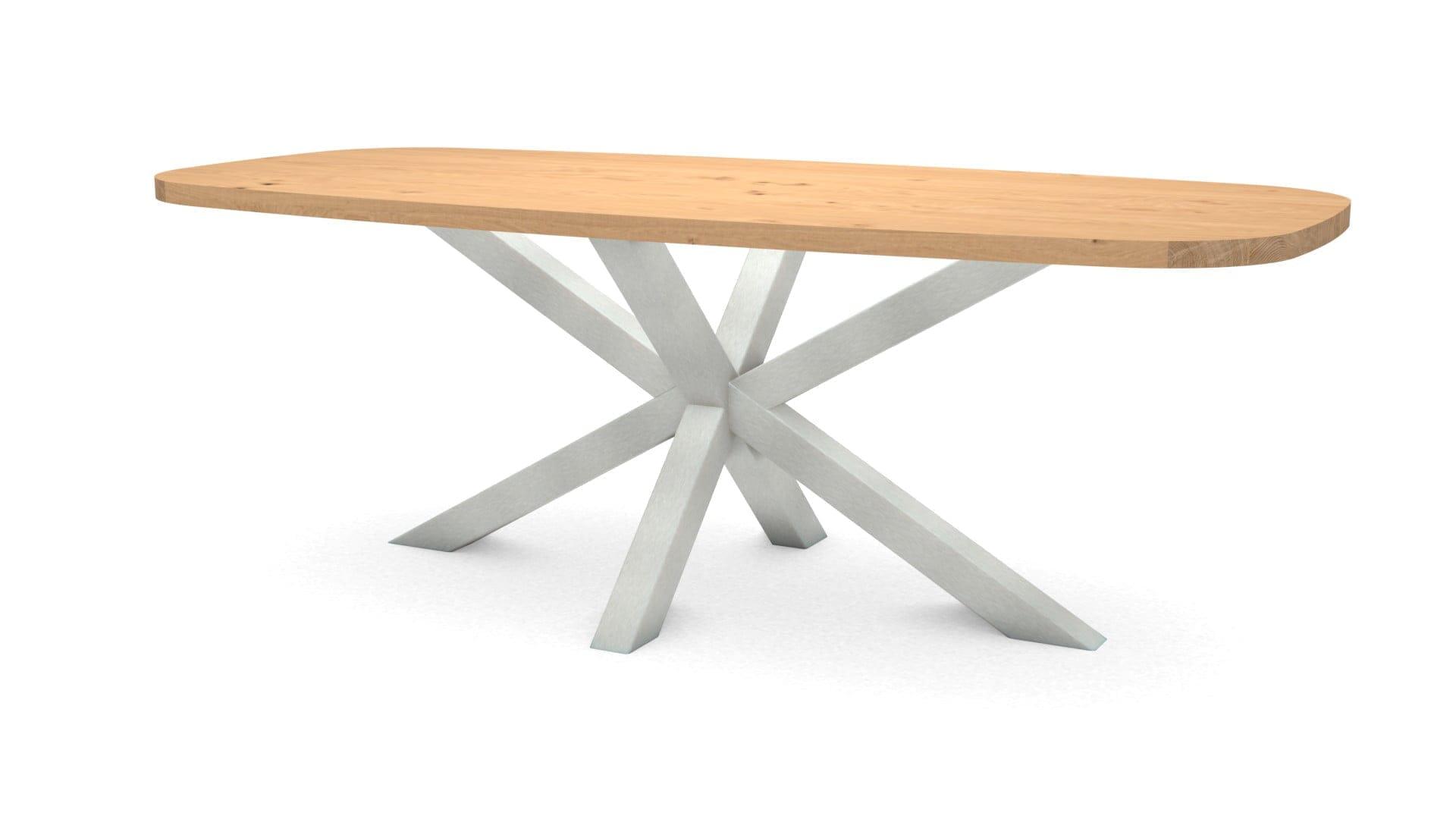 Deens ovale eikenhouten tafel Riga 80×80 RVS