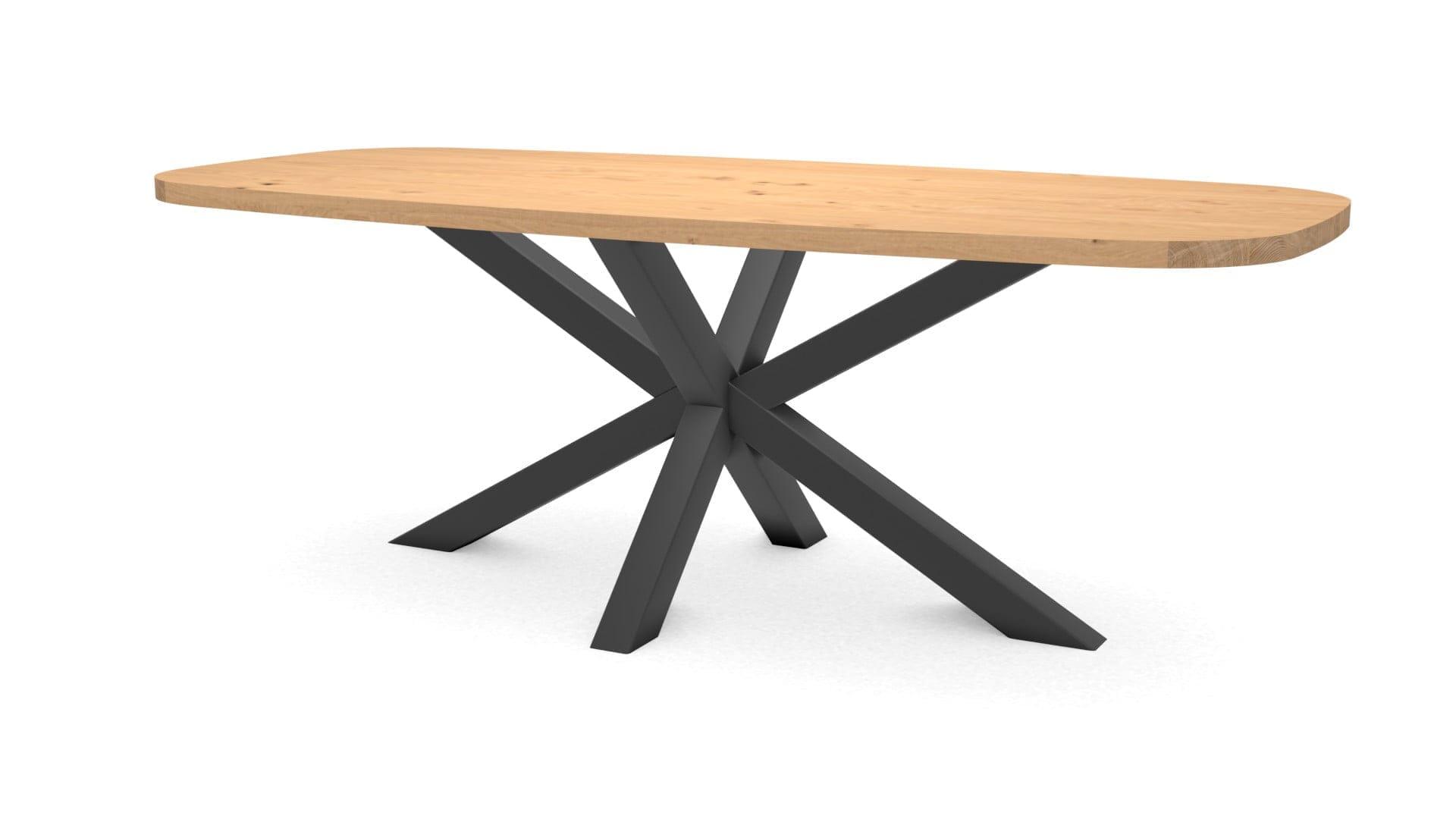 Deens ovale eikenhouten tafel Riga 80x80 staal - 1