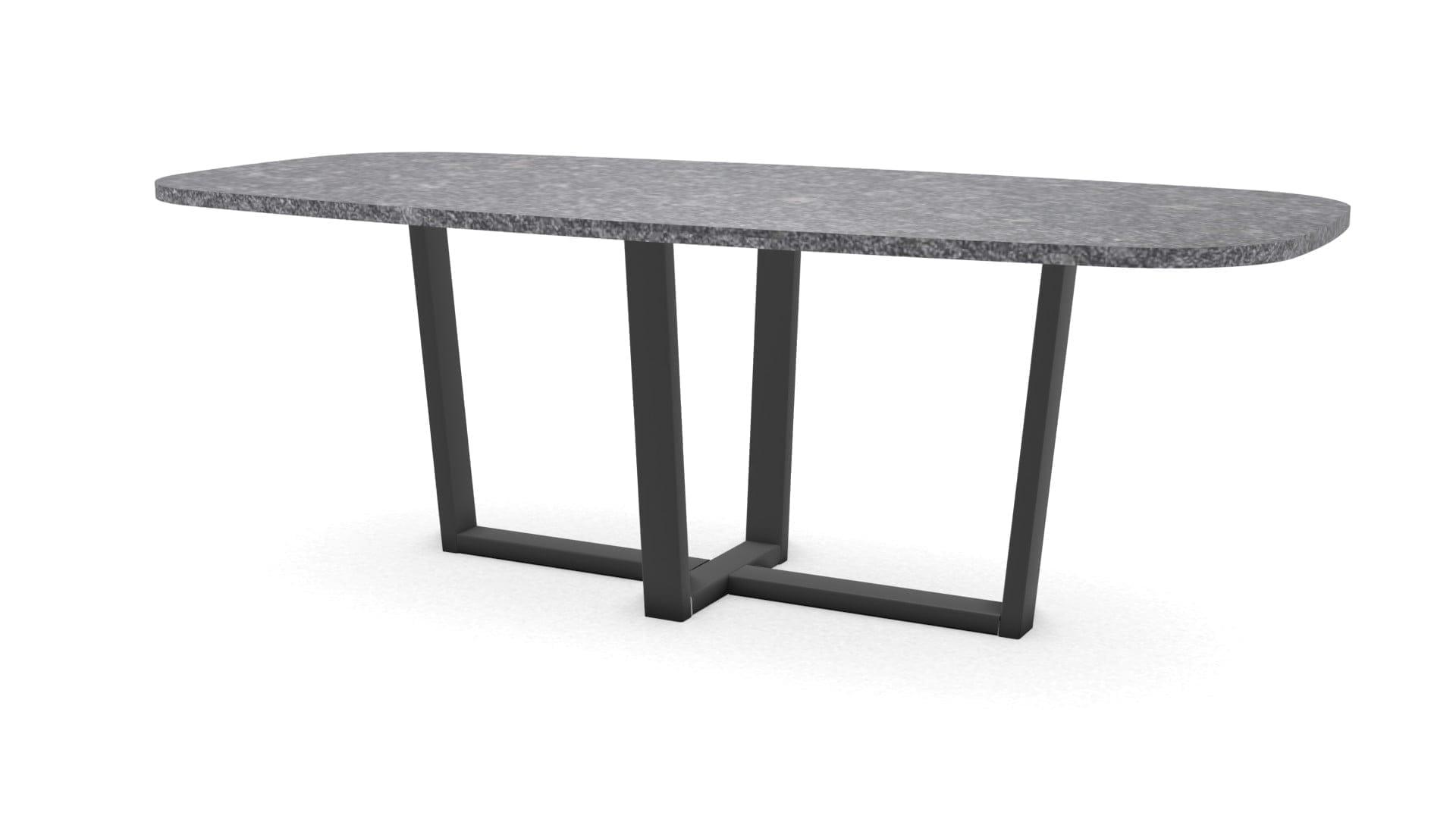 Deens ovale natuurstenen tafel Geneve staal