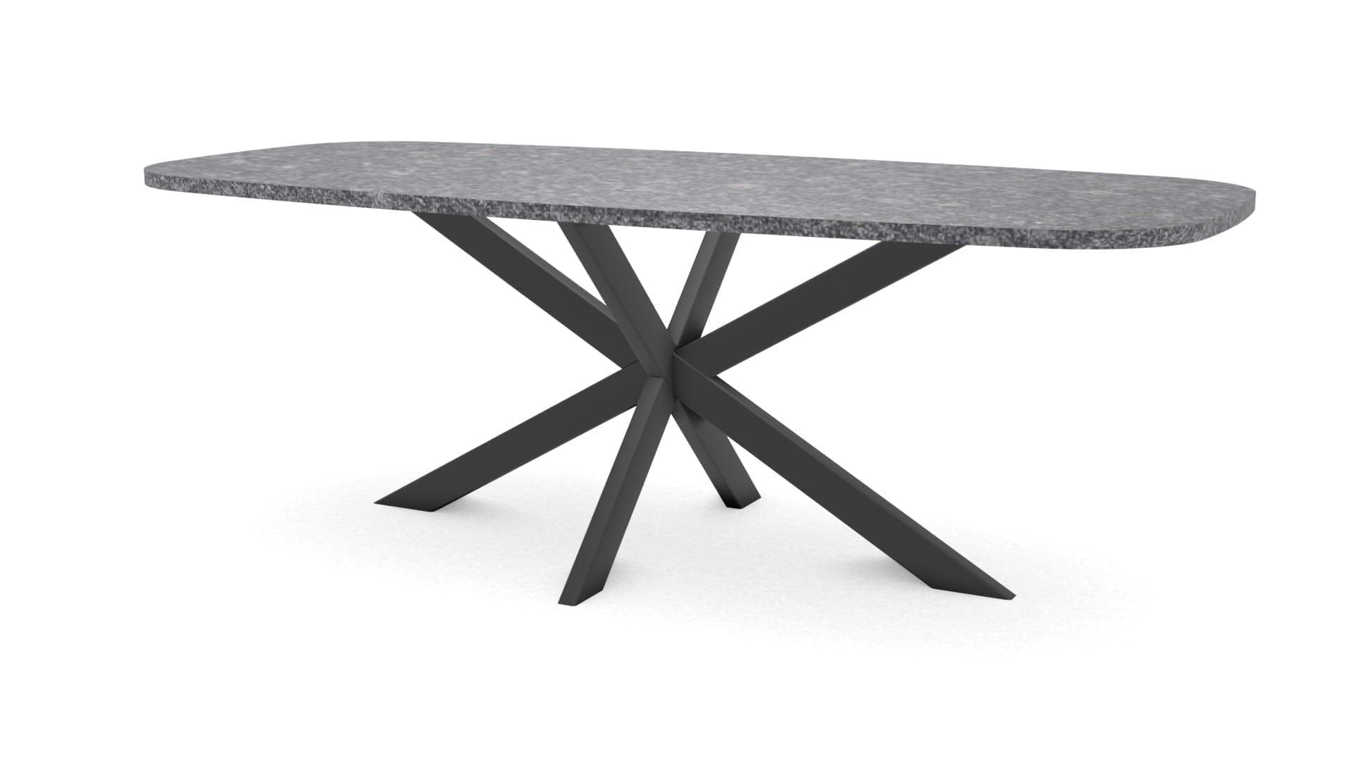 Deens ovale natuurstenen tafel Riga 80×40 staal