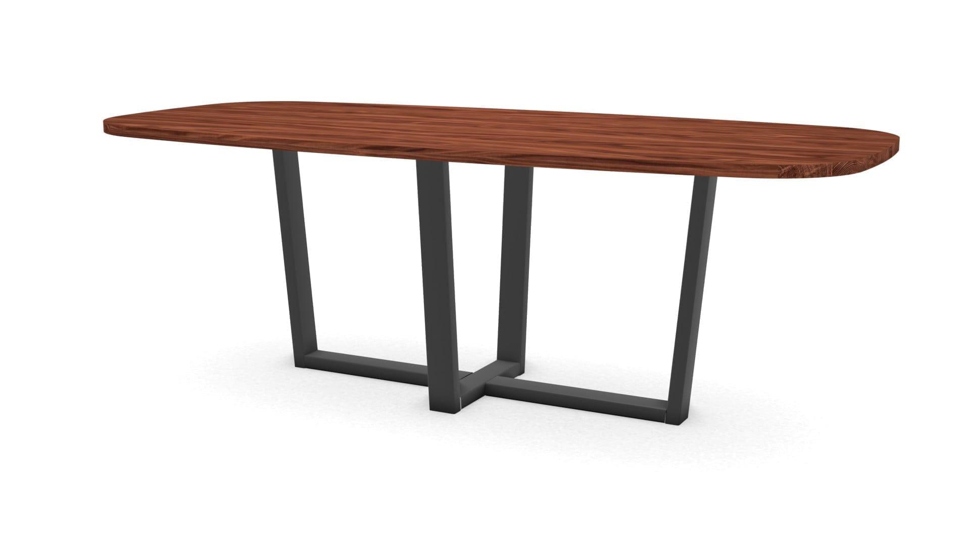 Deens ovale notenhouten tafel Geneve staal