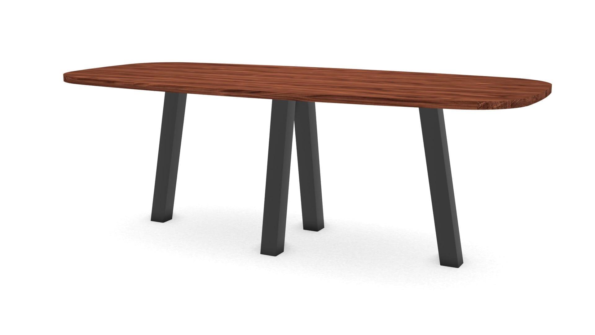 Deens ovale notenhouten tafel Praag staal