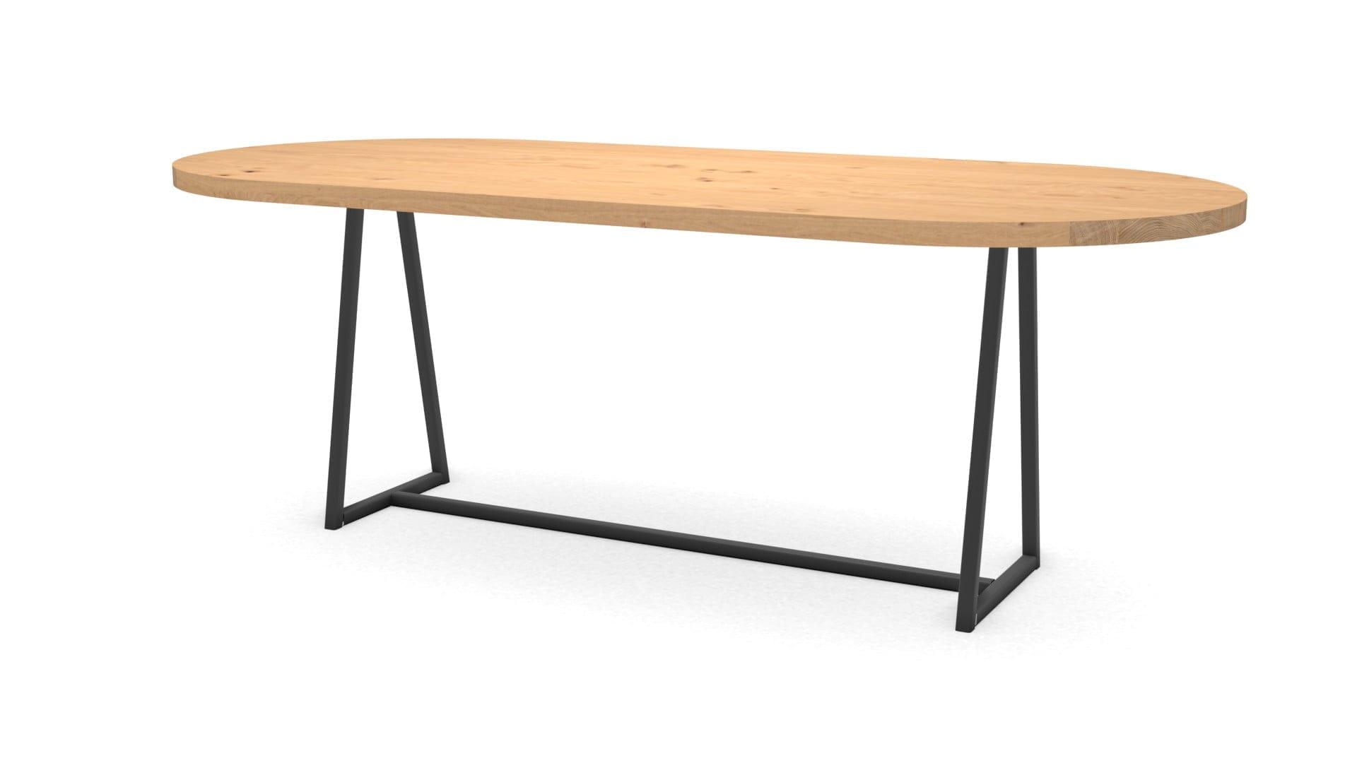 Halve cirkel eikenhouten tafel Monaco staal