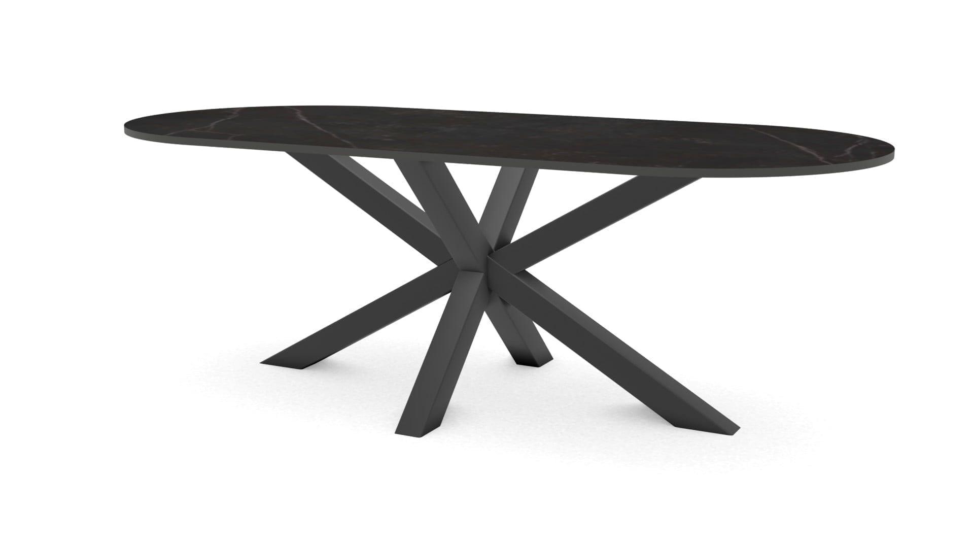 Halve cirkel keramieken tafel Riga 80x80 staal - 1