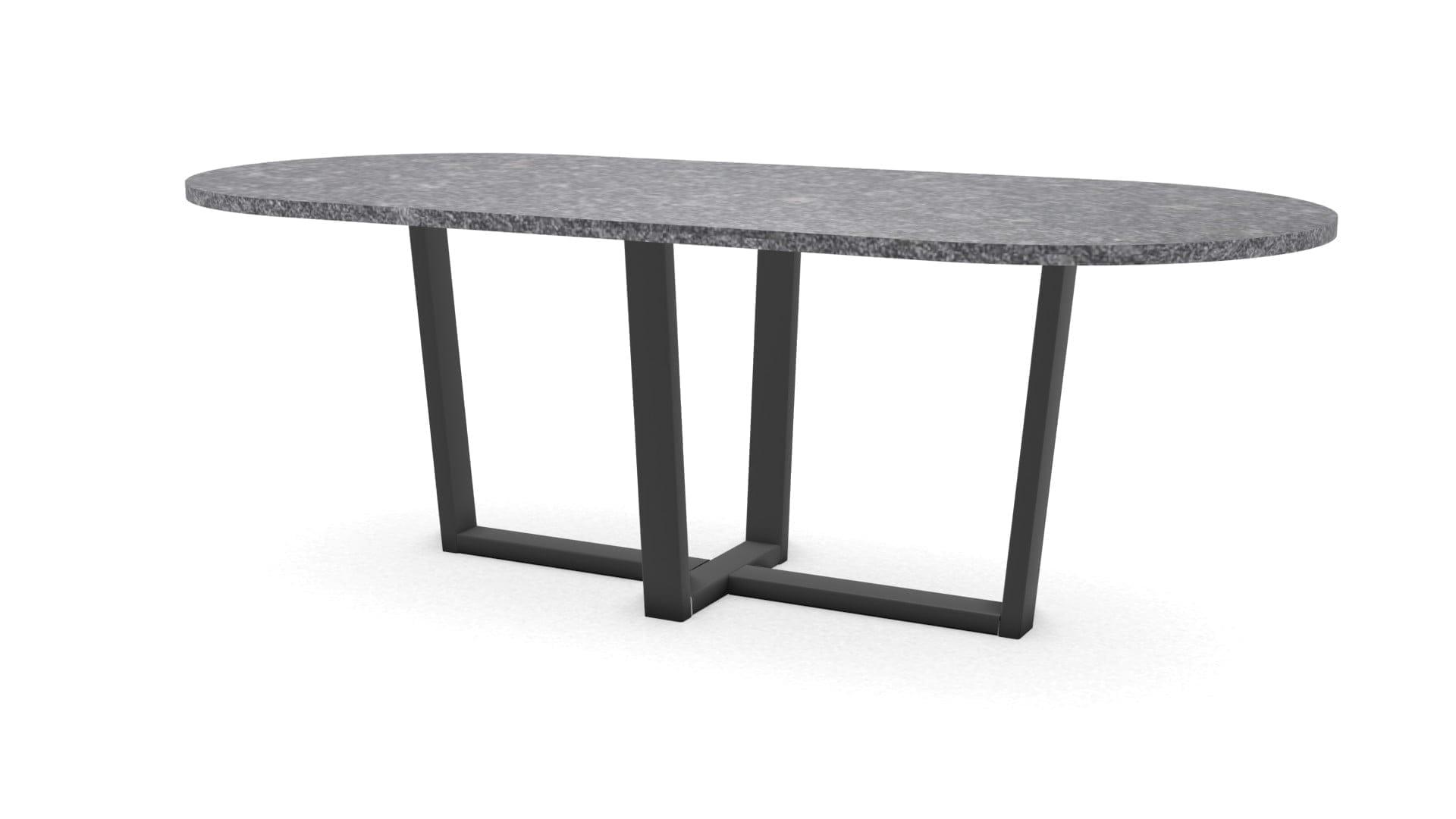 Halve cirkel natuurstenen tafel Geneve staal