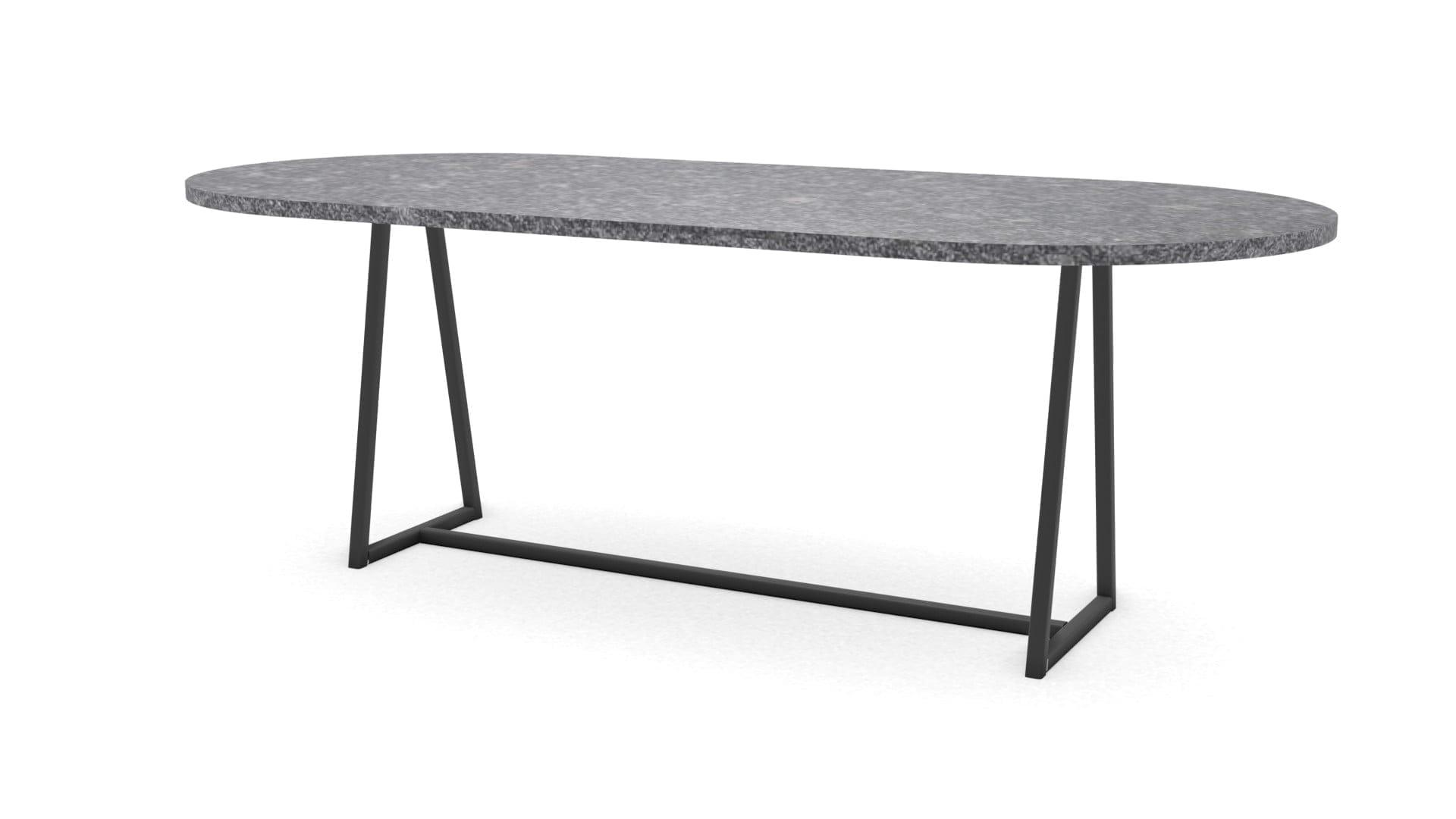 Halve cirkel natuurstenen tafel Monaco staal