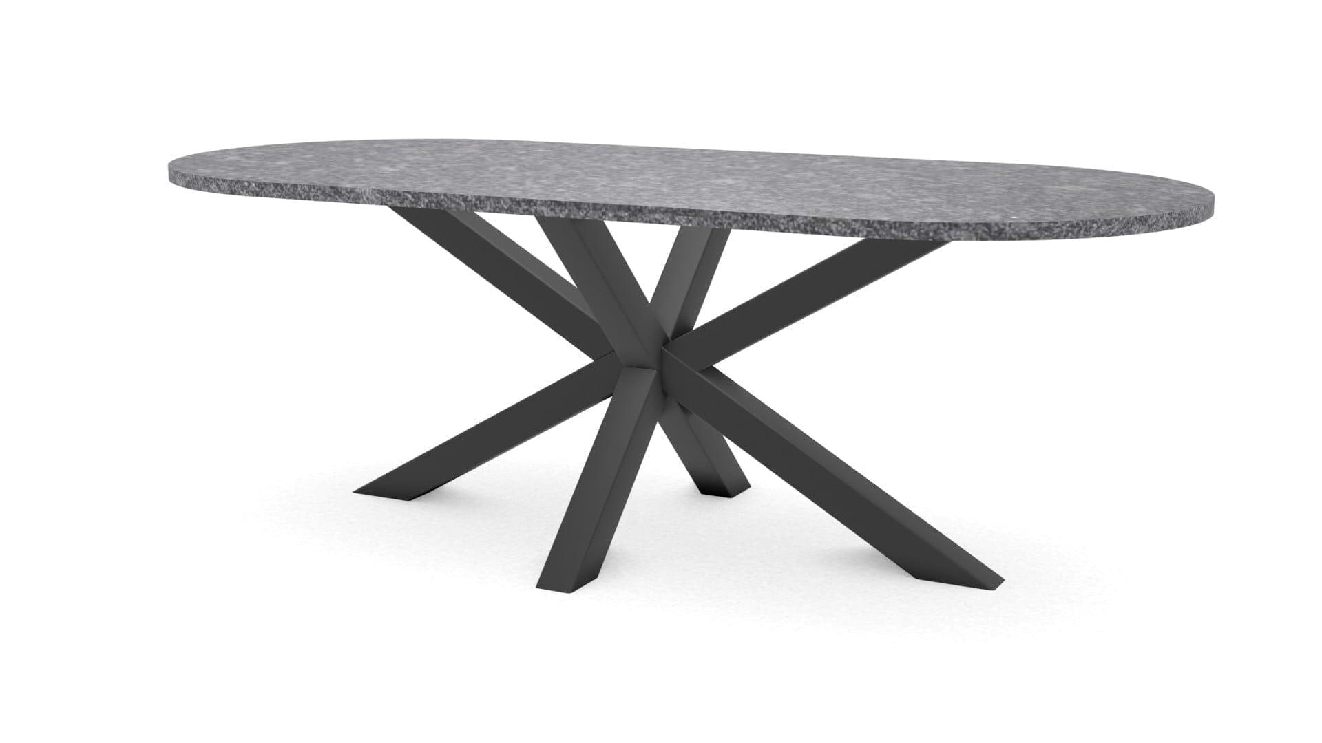 Halve cirkel natuurstenen tafel Riga 80×80 staal